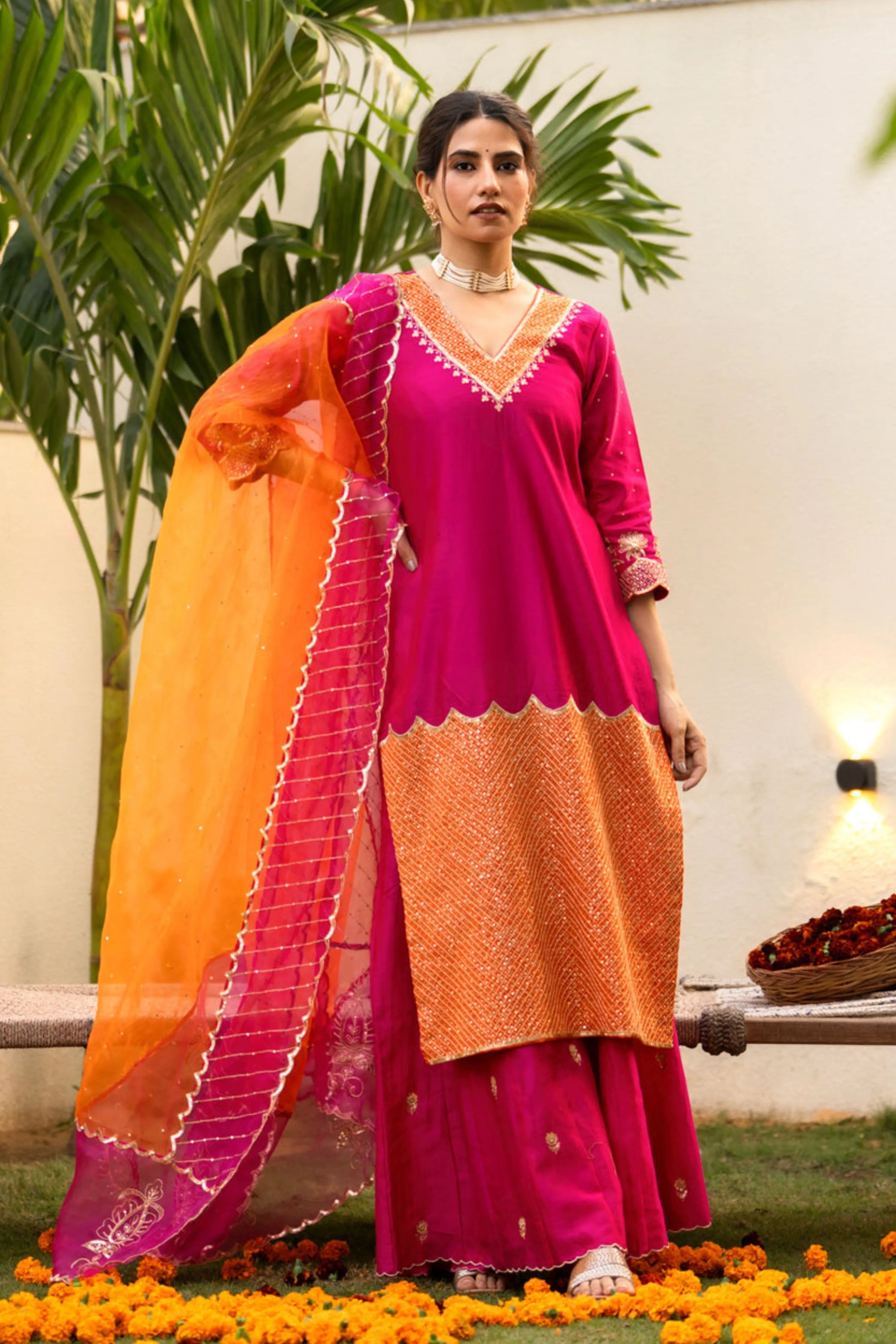Pink Aari Sequinns Kurta Set