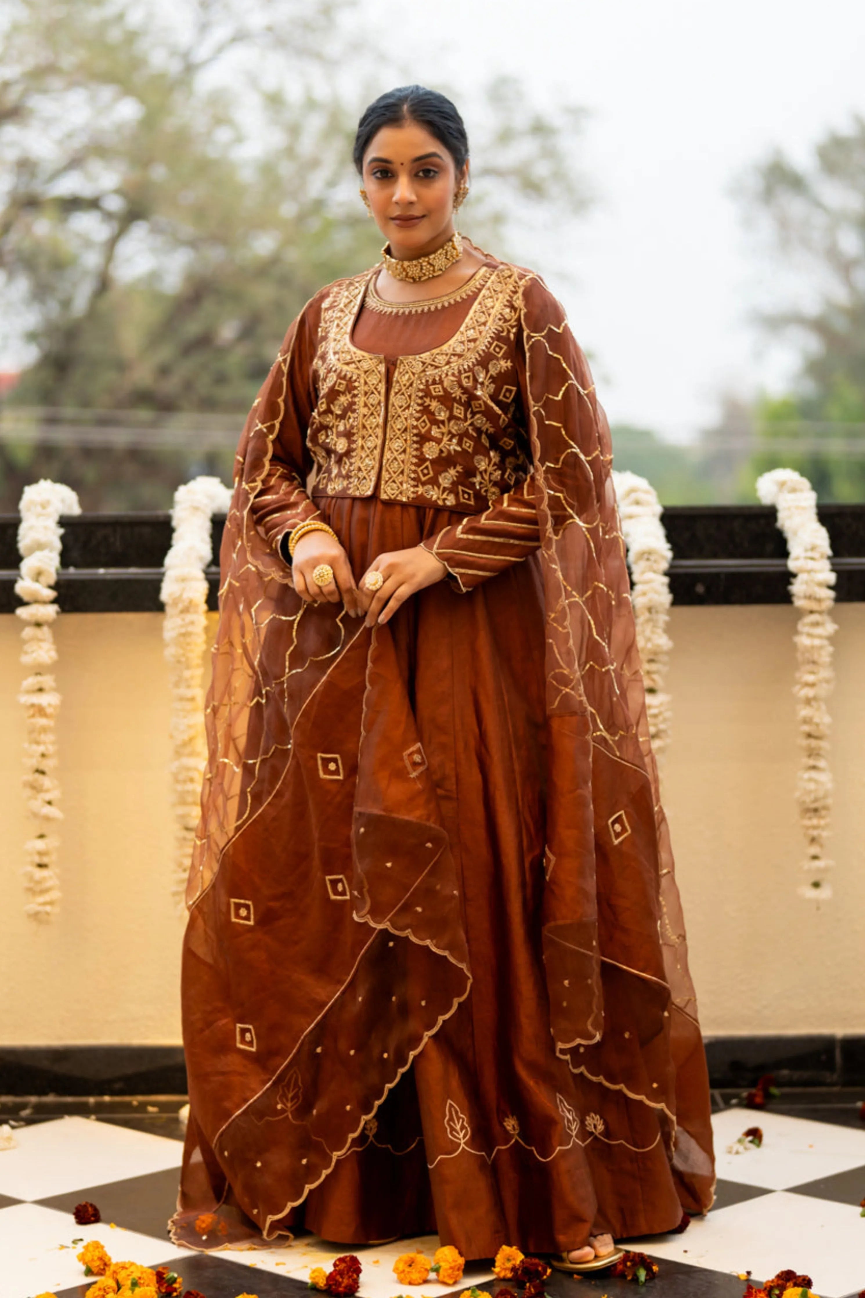 Brown Anarkali Set