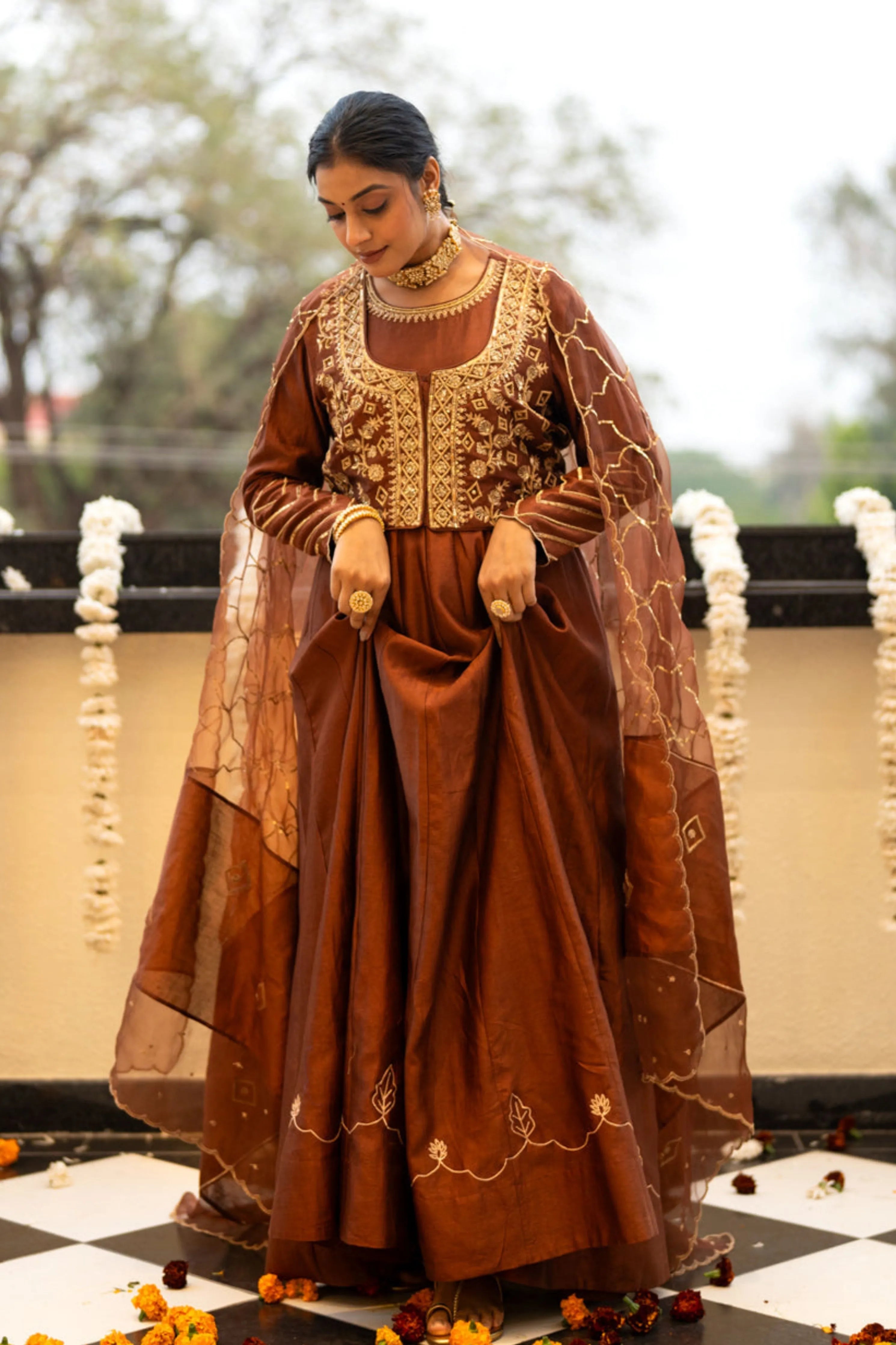 Brown Anarkali Set