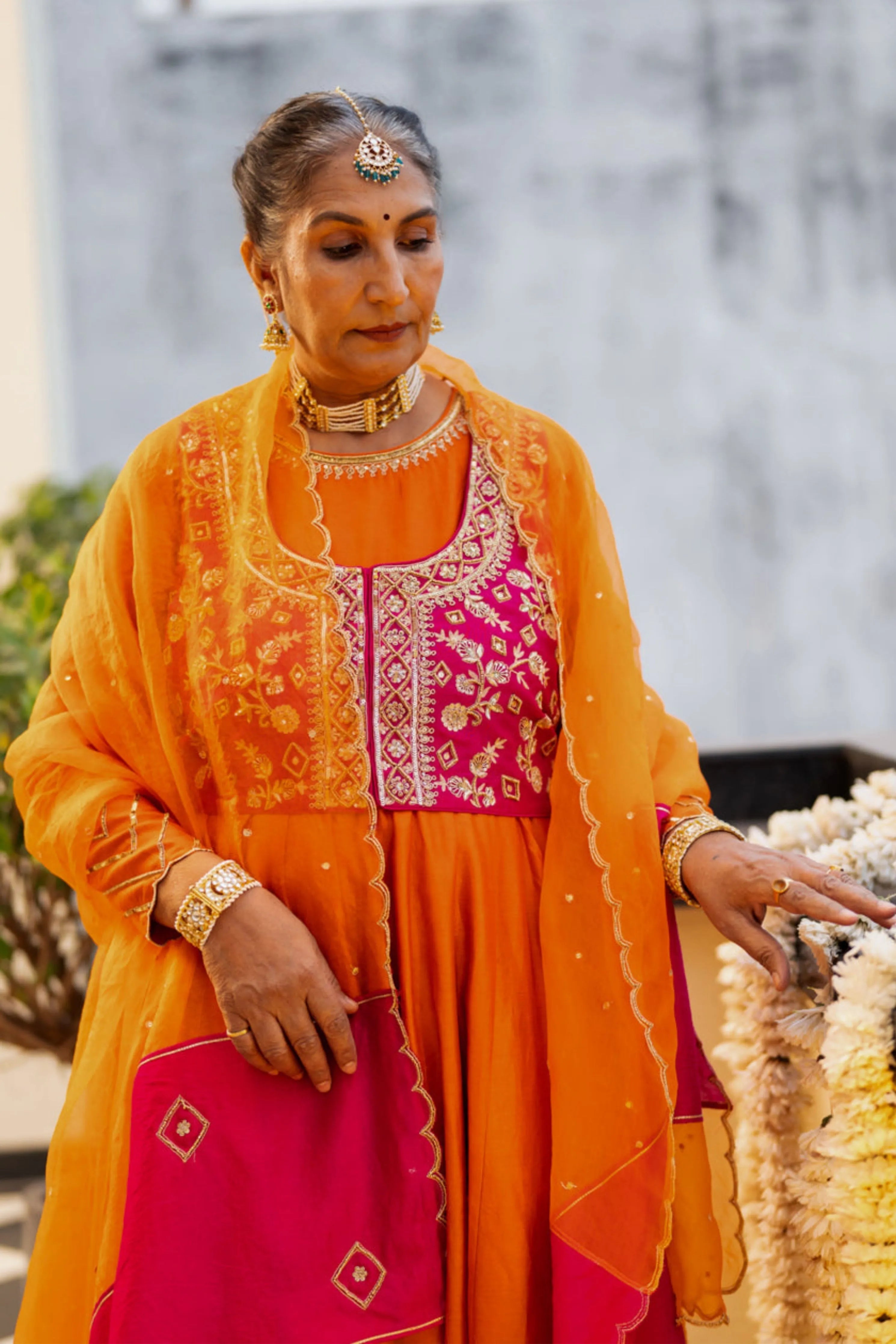 Orange & Pink Anarkali Set