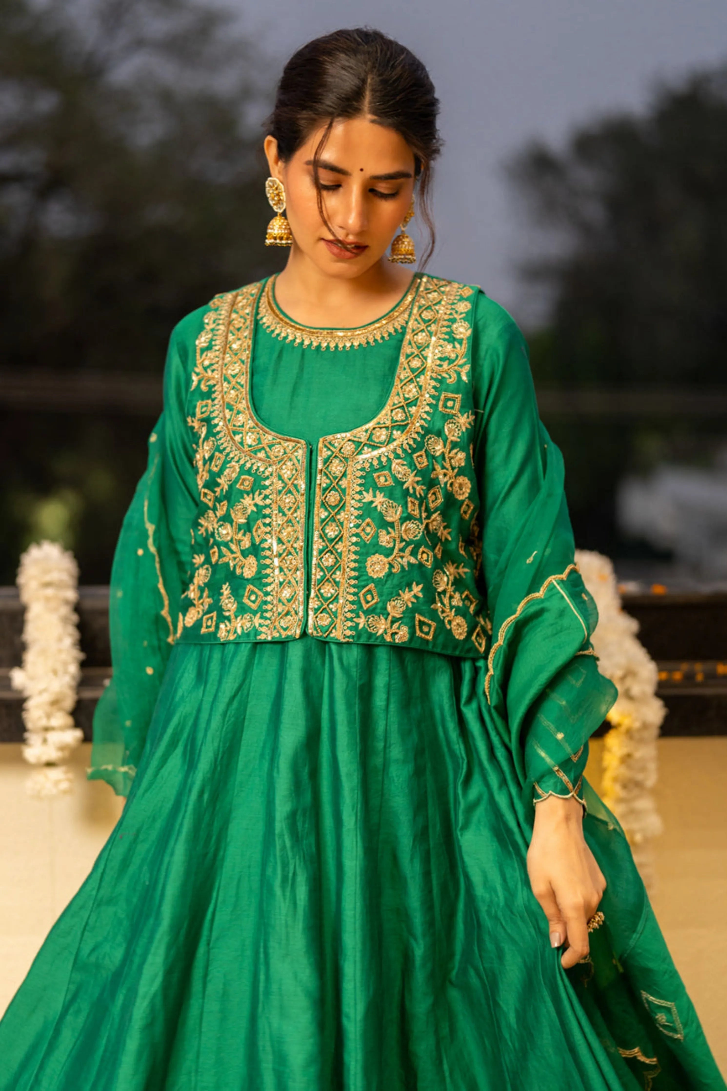 Green Anarkali Set