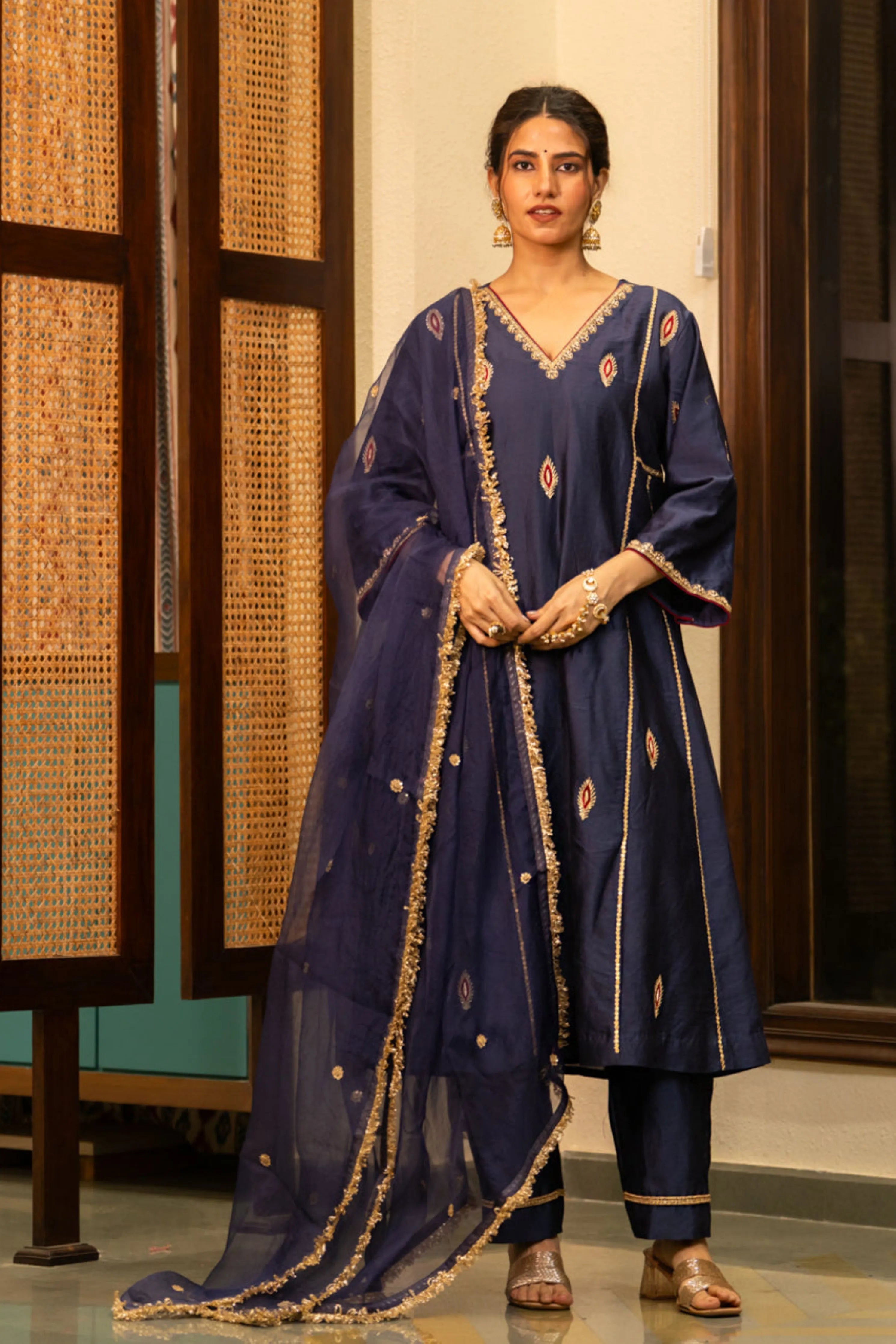 Mid Night Blue-Mor Booti A-Line Set