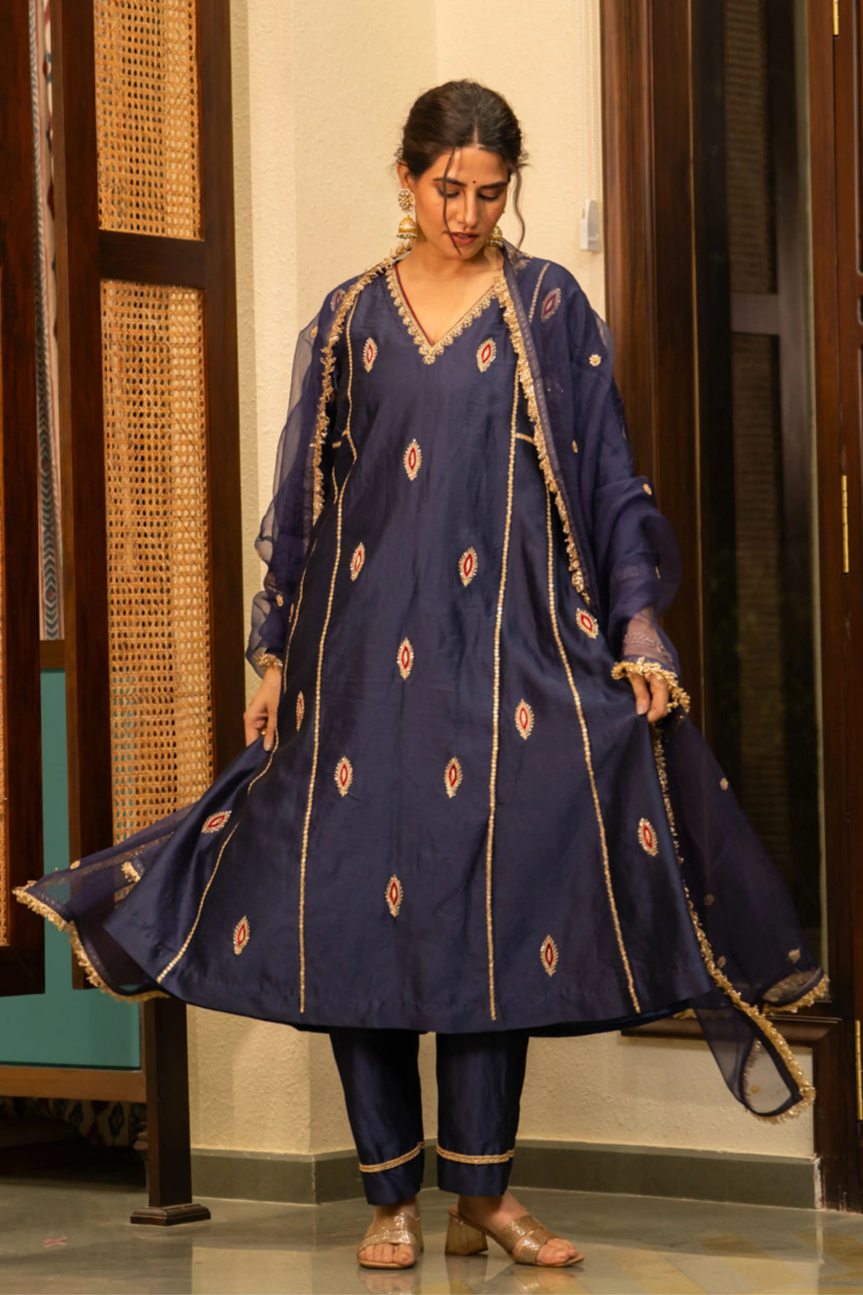 Mid Night Blue-Mor Booti A-Line Set