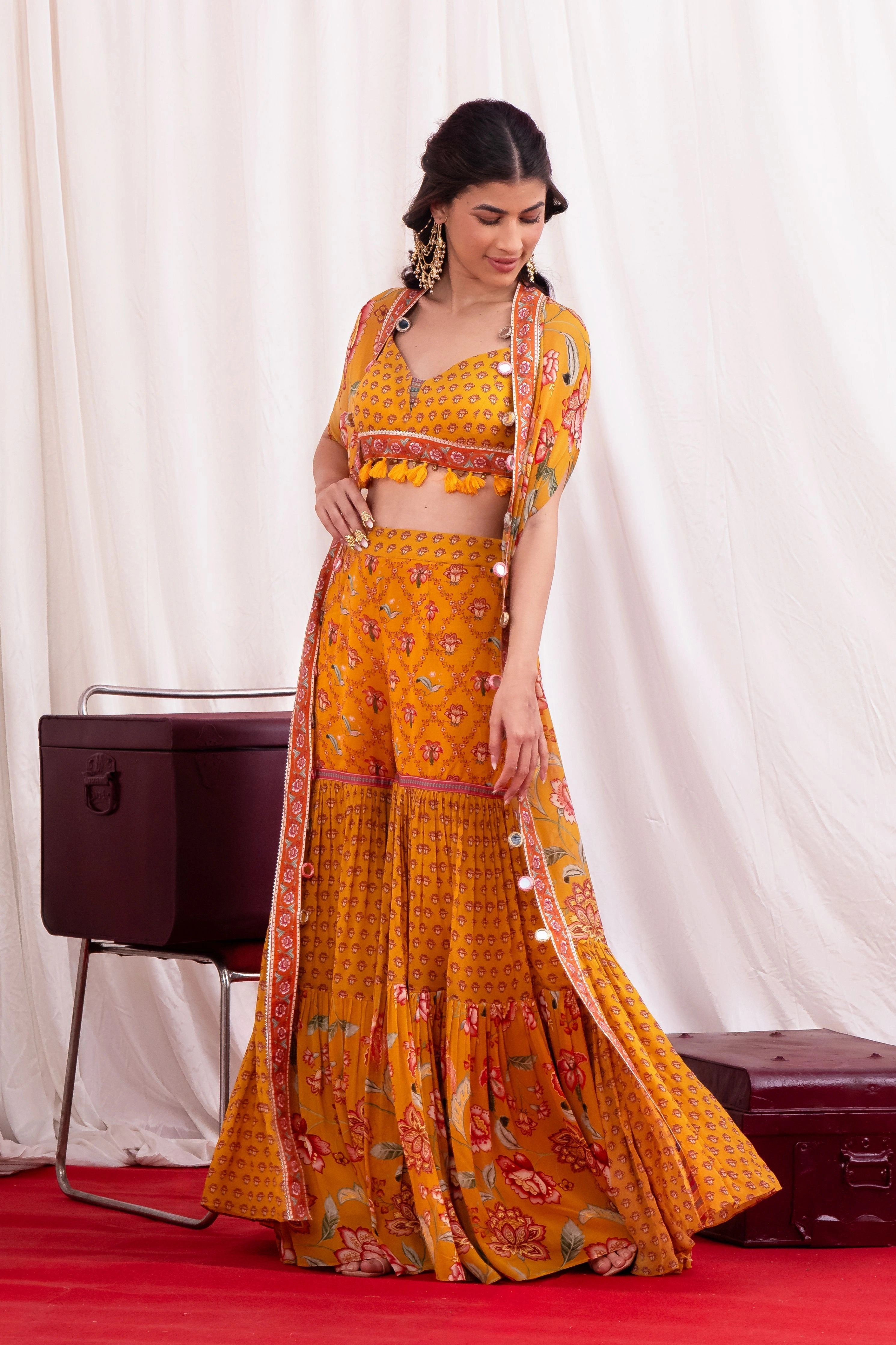 Sunehri Aabha Cape Sharara Set