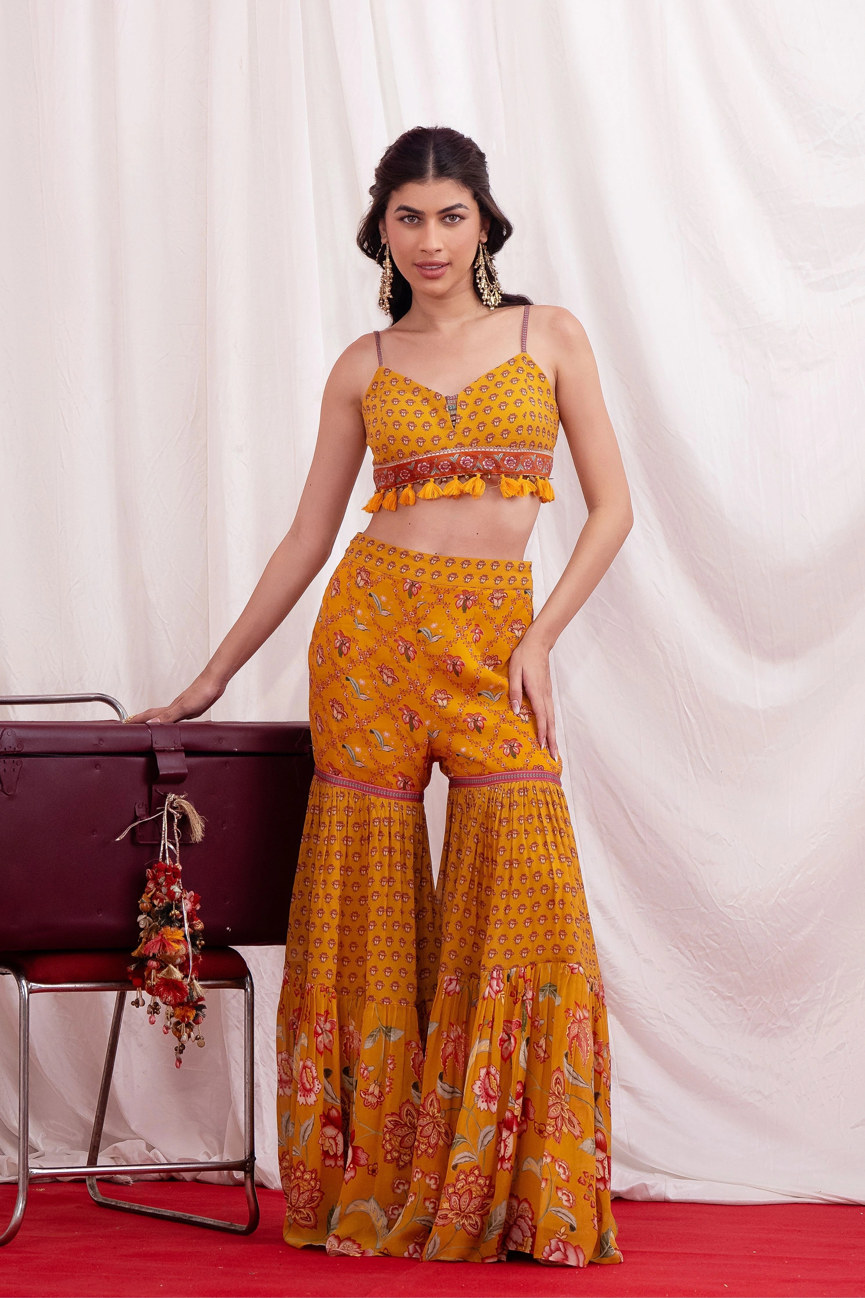 Sunehri Aabha Cape Sharara Set