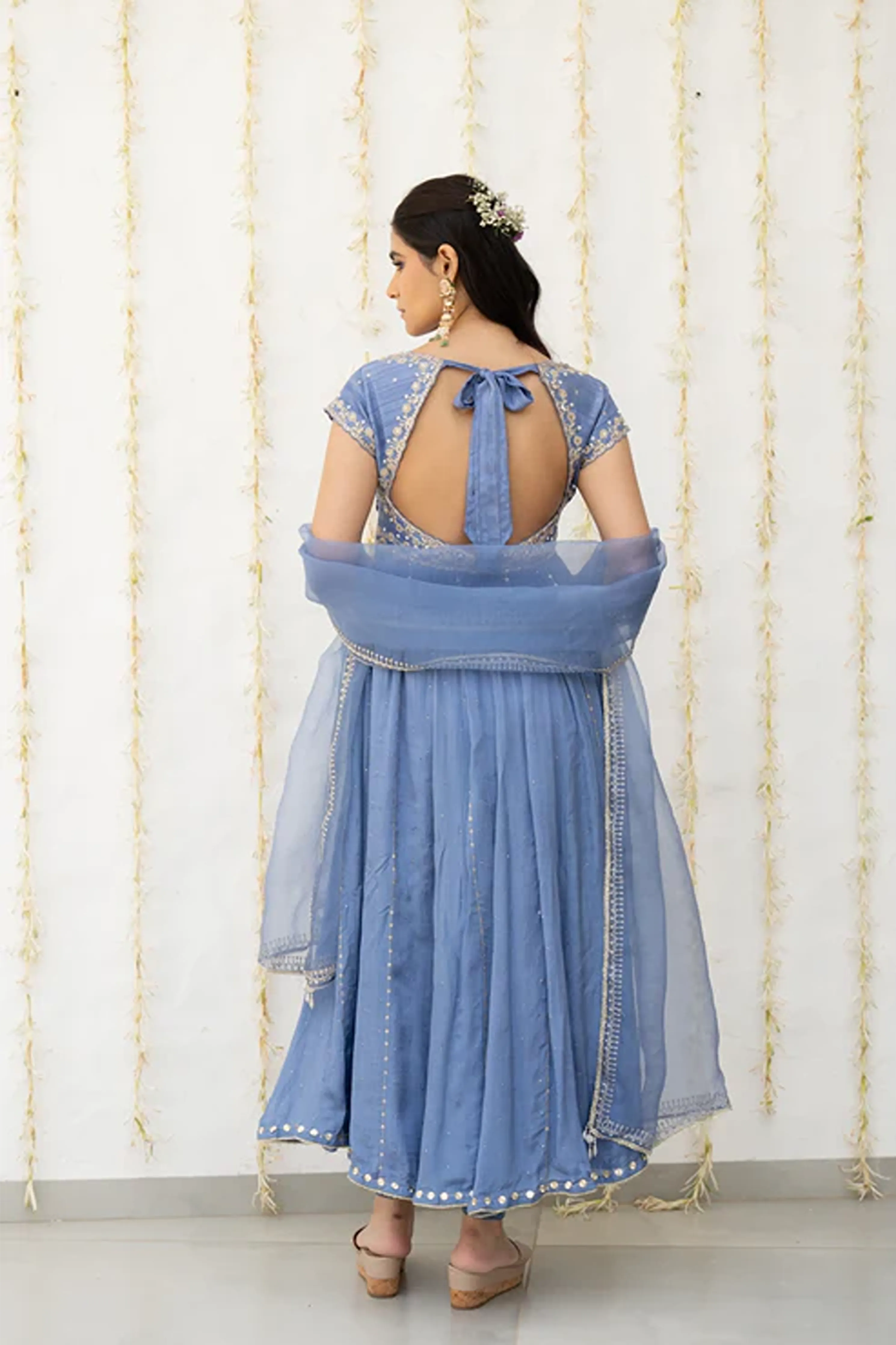 Cornflower Blue Embroidered Anarkali Set