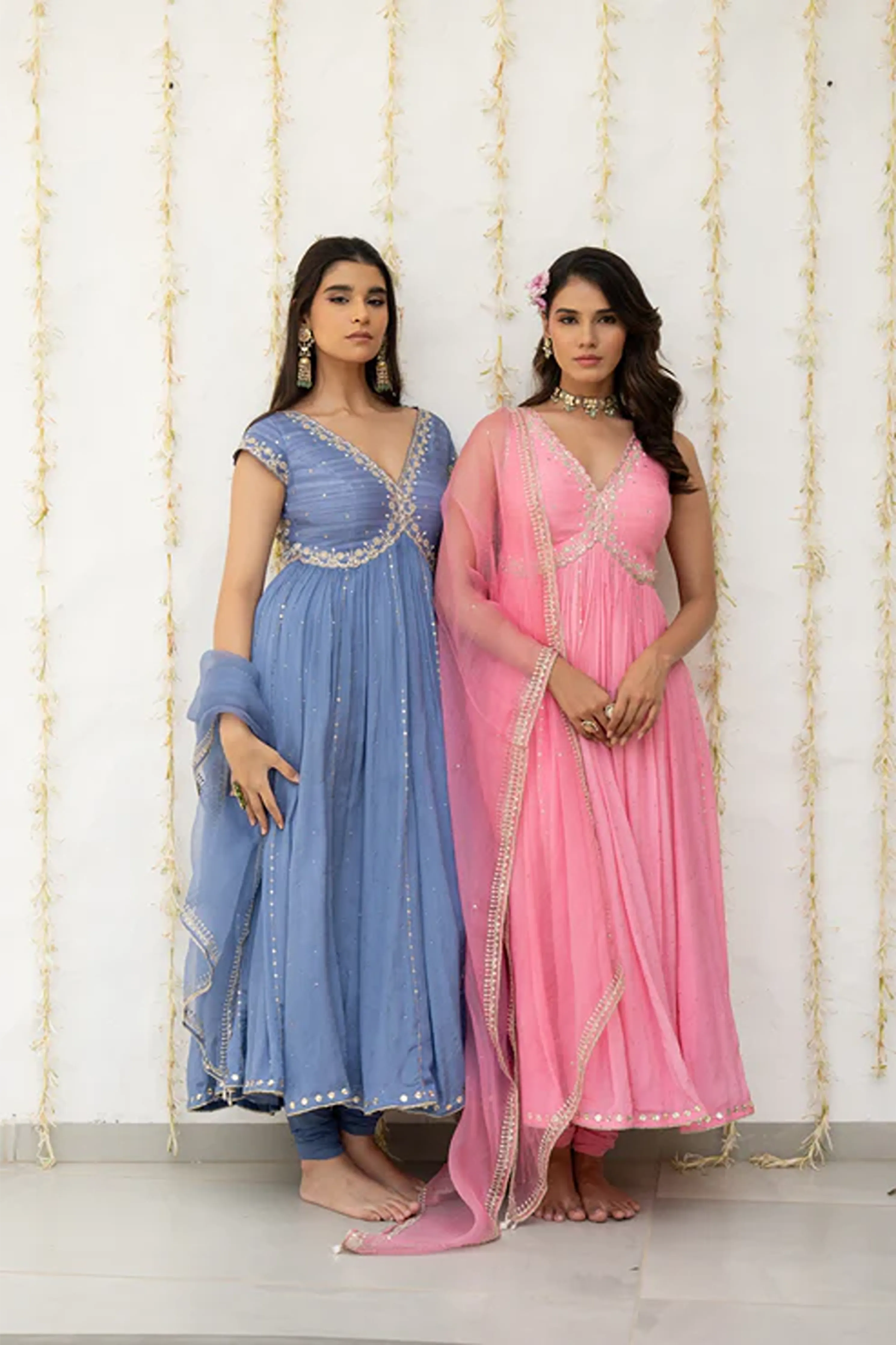 Cornflower Blue Embroidered Anarkali Set