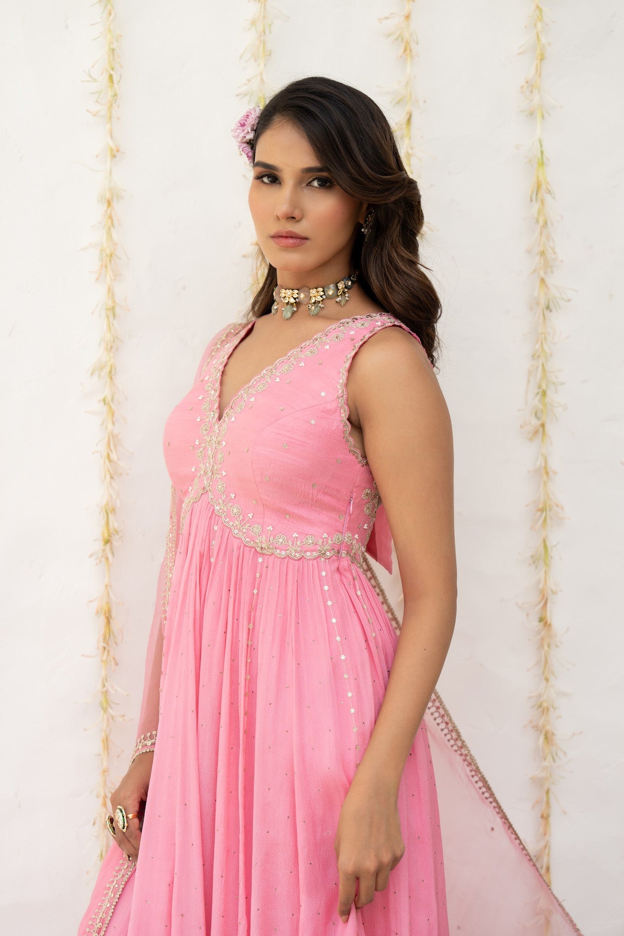 Candy Pink Embroidered Anarkali Set