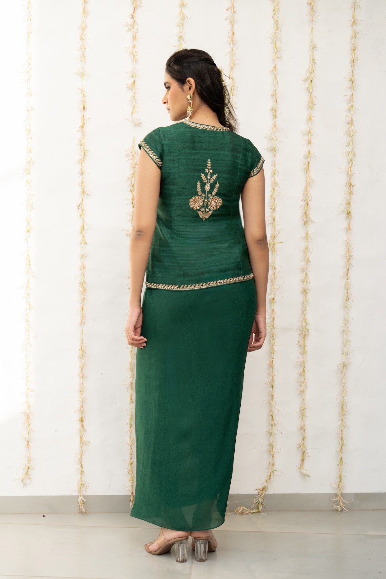 Bottle Green Silk Waistcoat Jacket Set