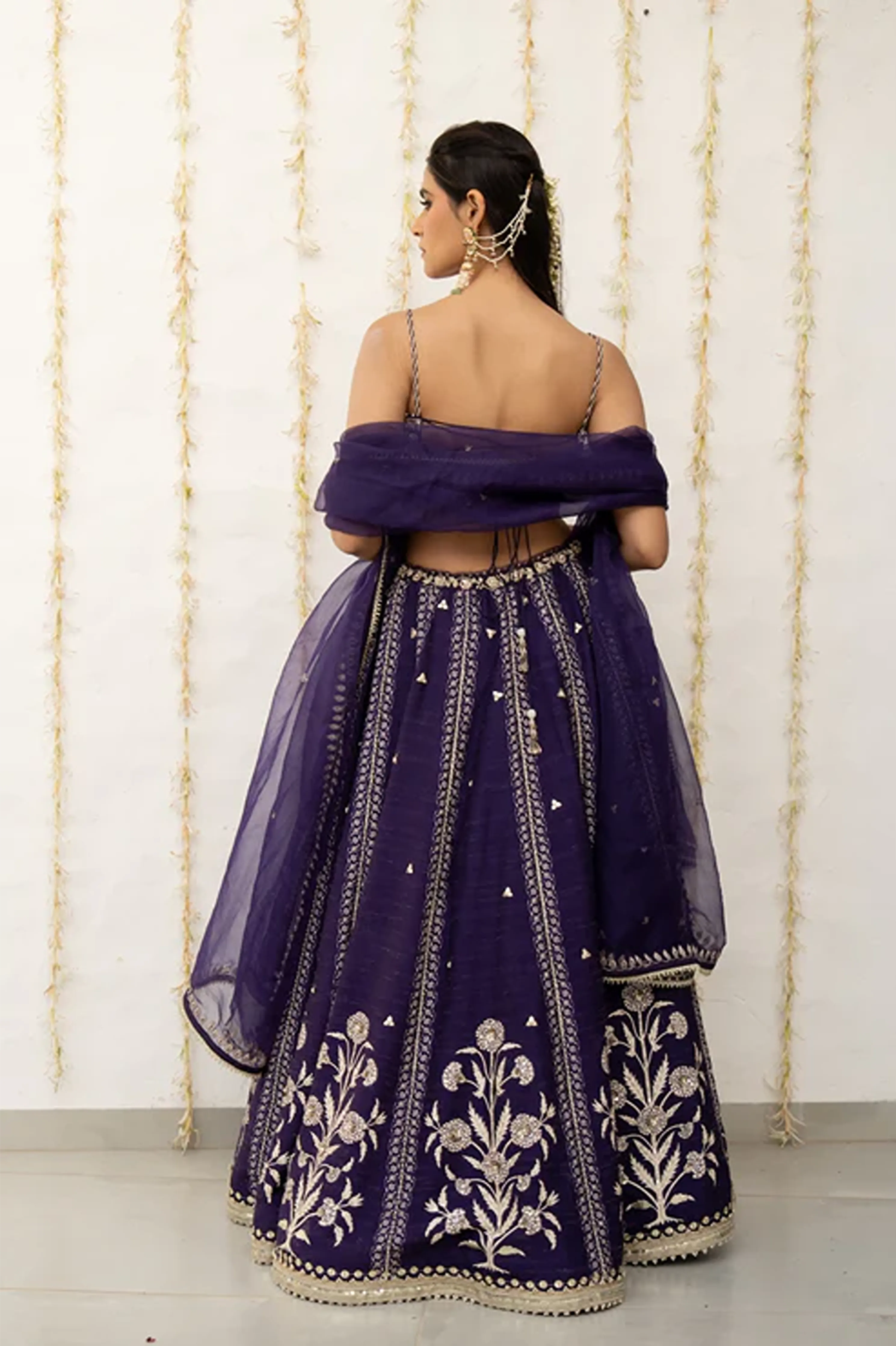 Royal Purple Silk Embroidered Lehenga Set