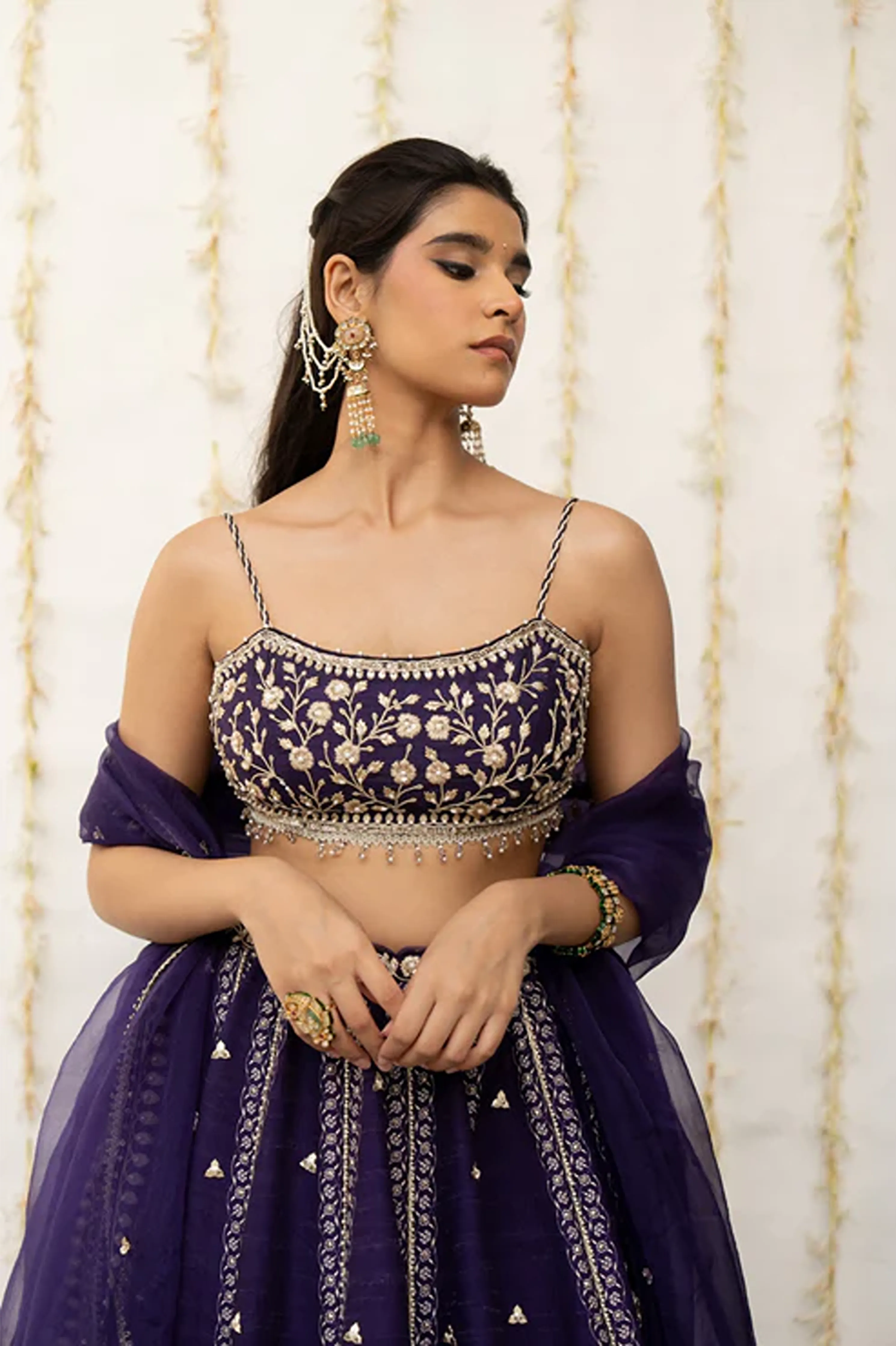 Royal Purple Silk Embroidered Lehenga Set