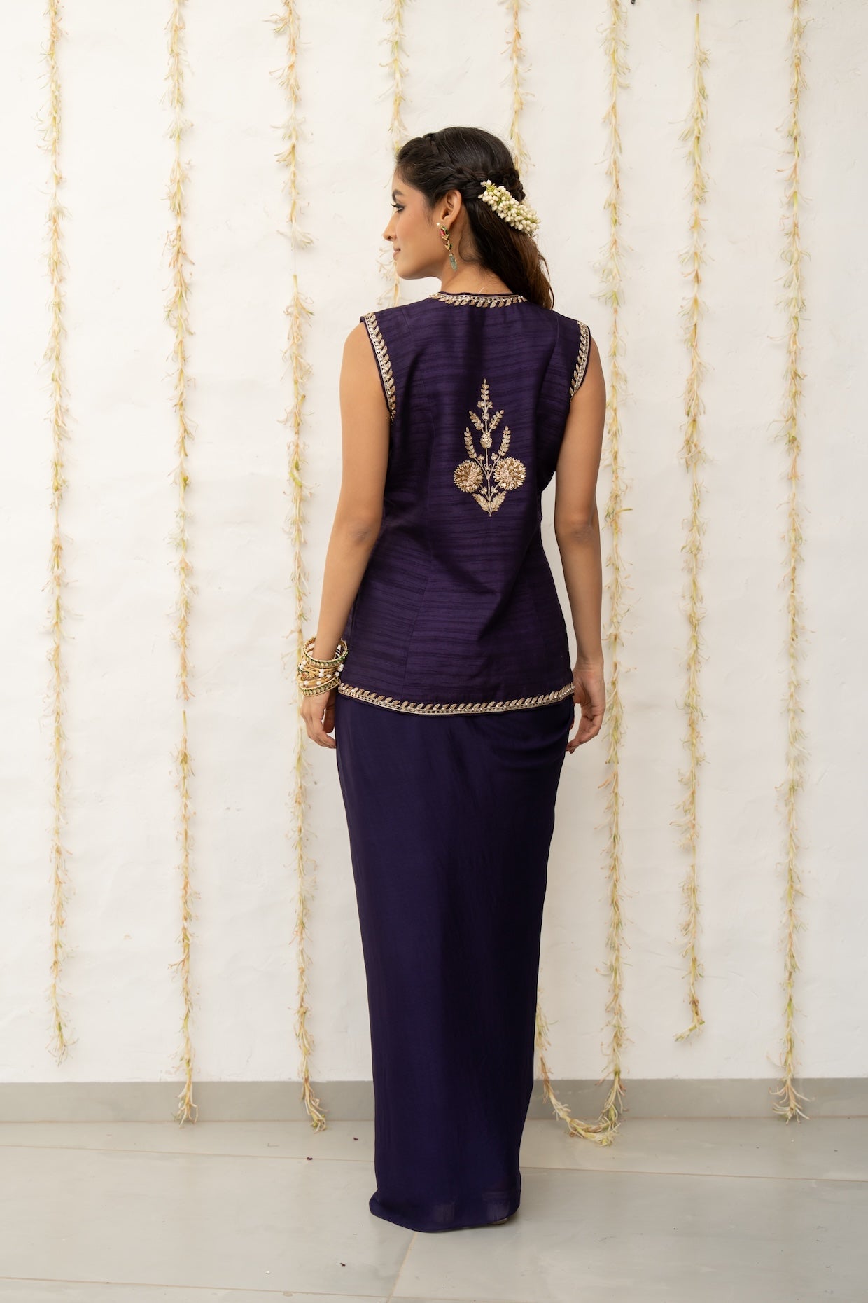 Royal Purple Silk Waistcoat Jacket Set