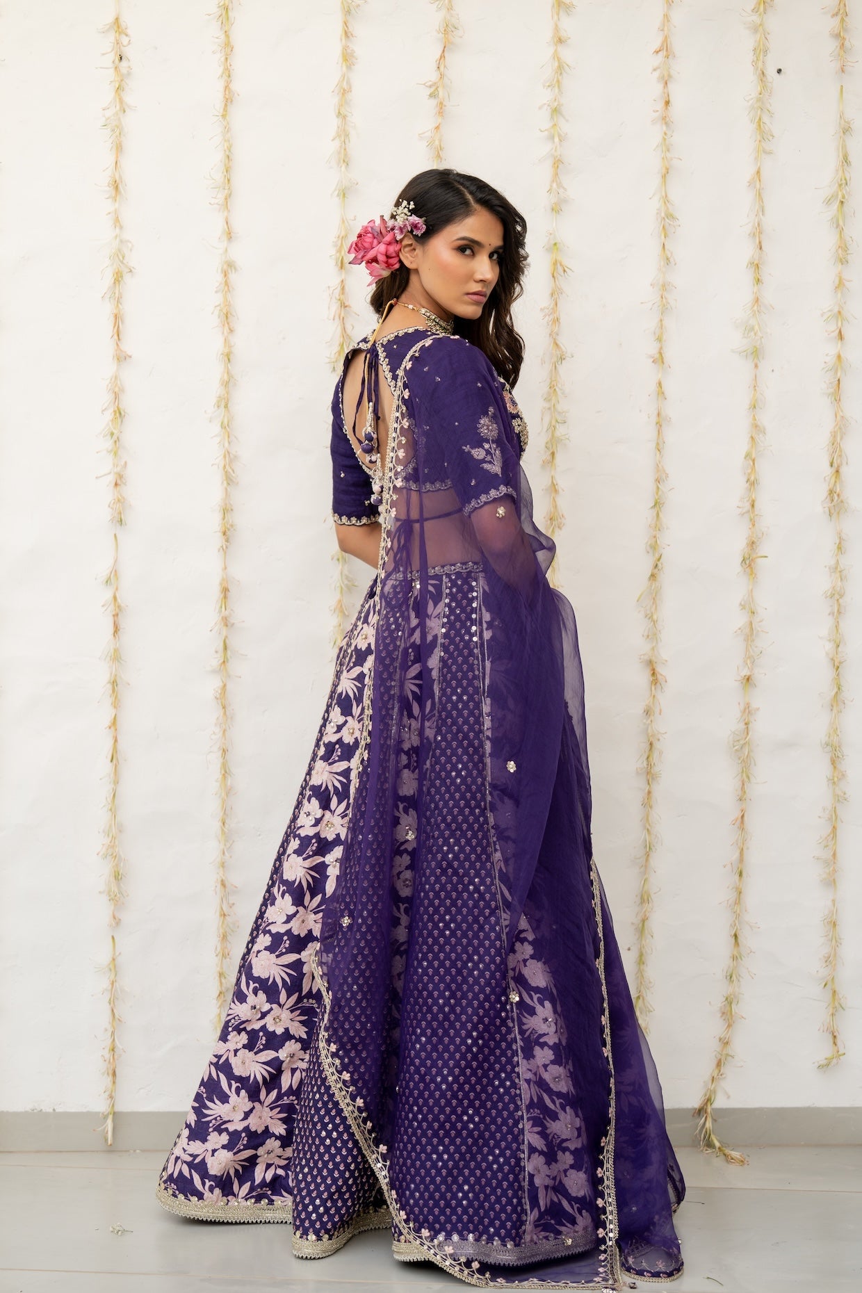 Royal Purple Silk Embroidered Concept Lehenga Set