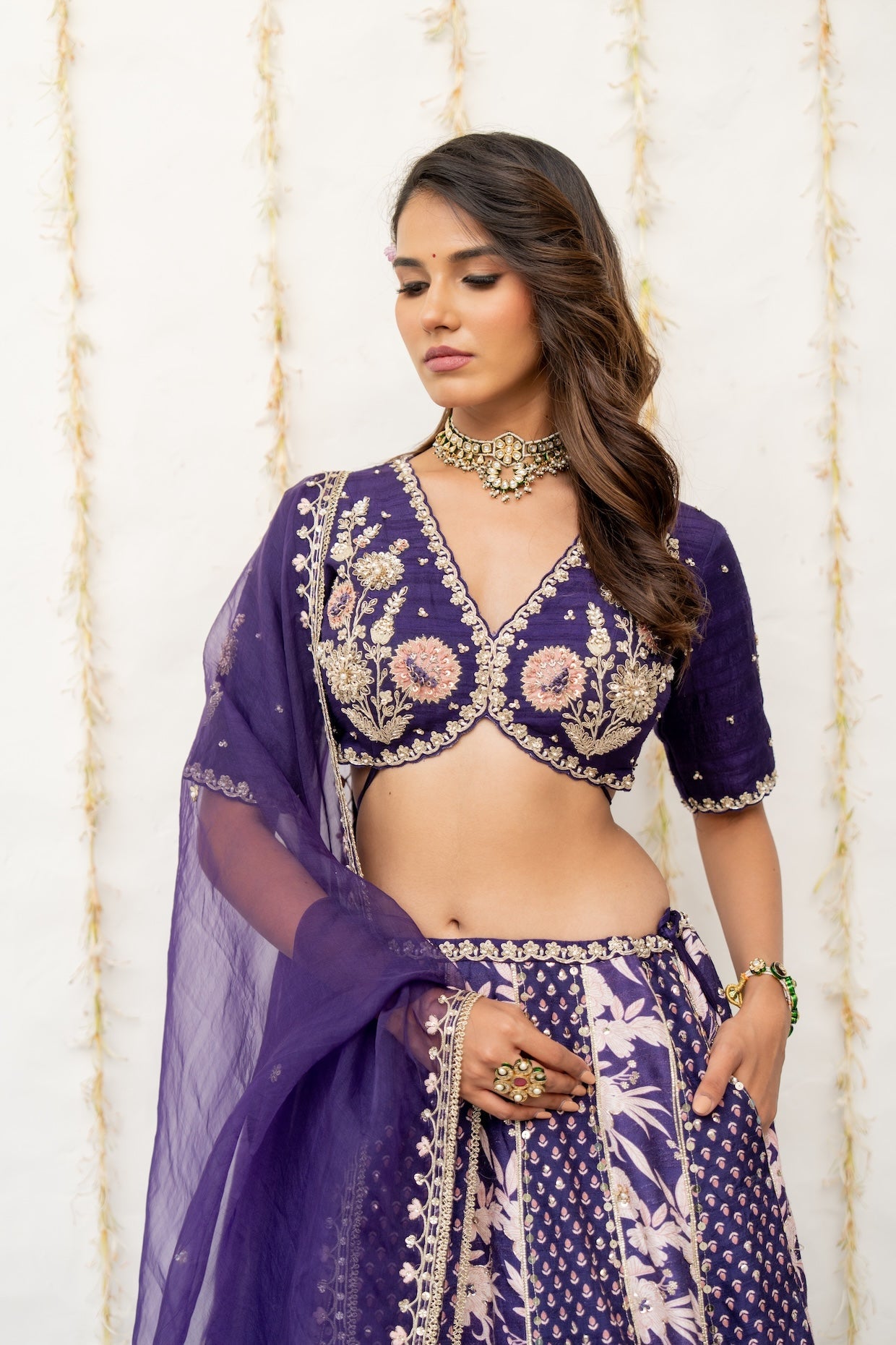 Royal Purple Silk Embroidered Concept Lehenga Set