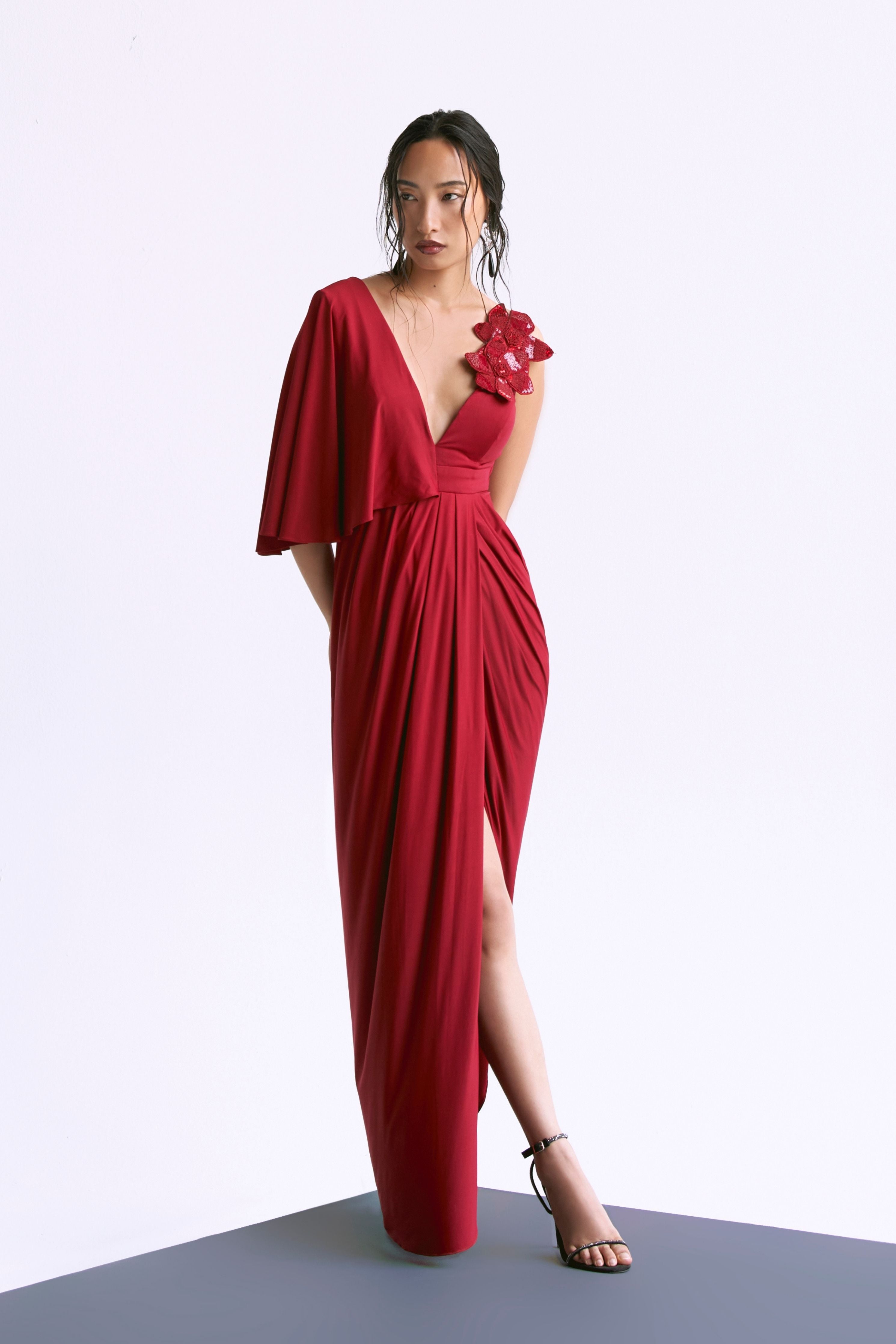 Plunge Overlap Gown