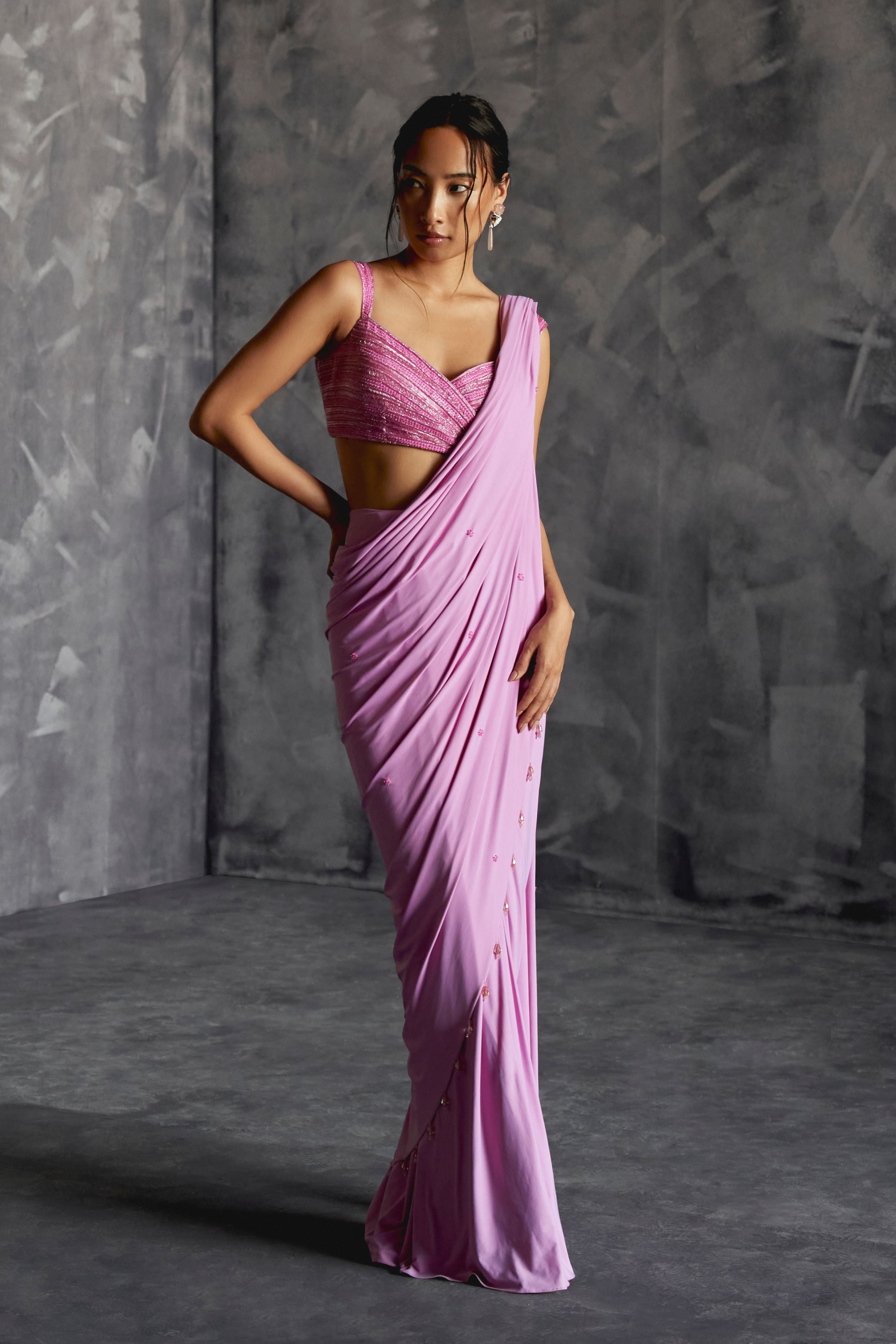 Lilac Draped Saree