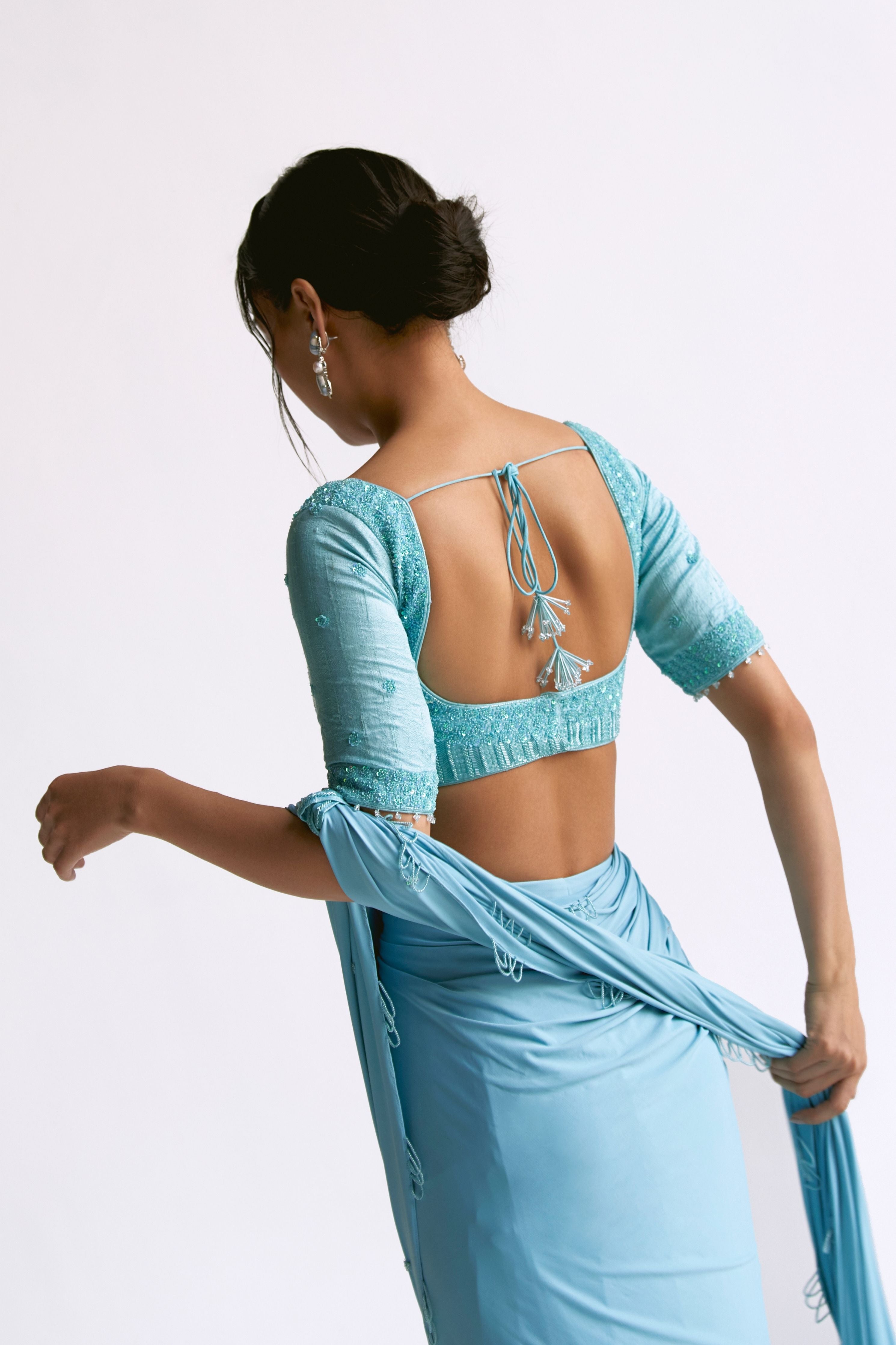Sky Blue Draped Saree