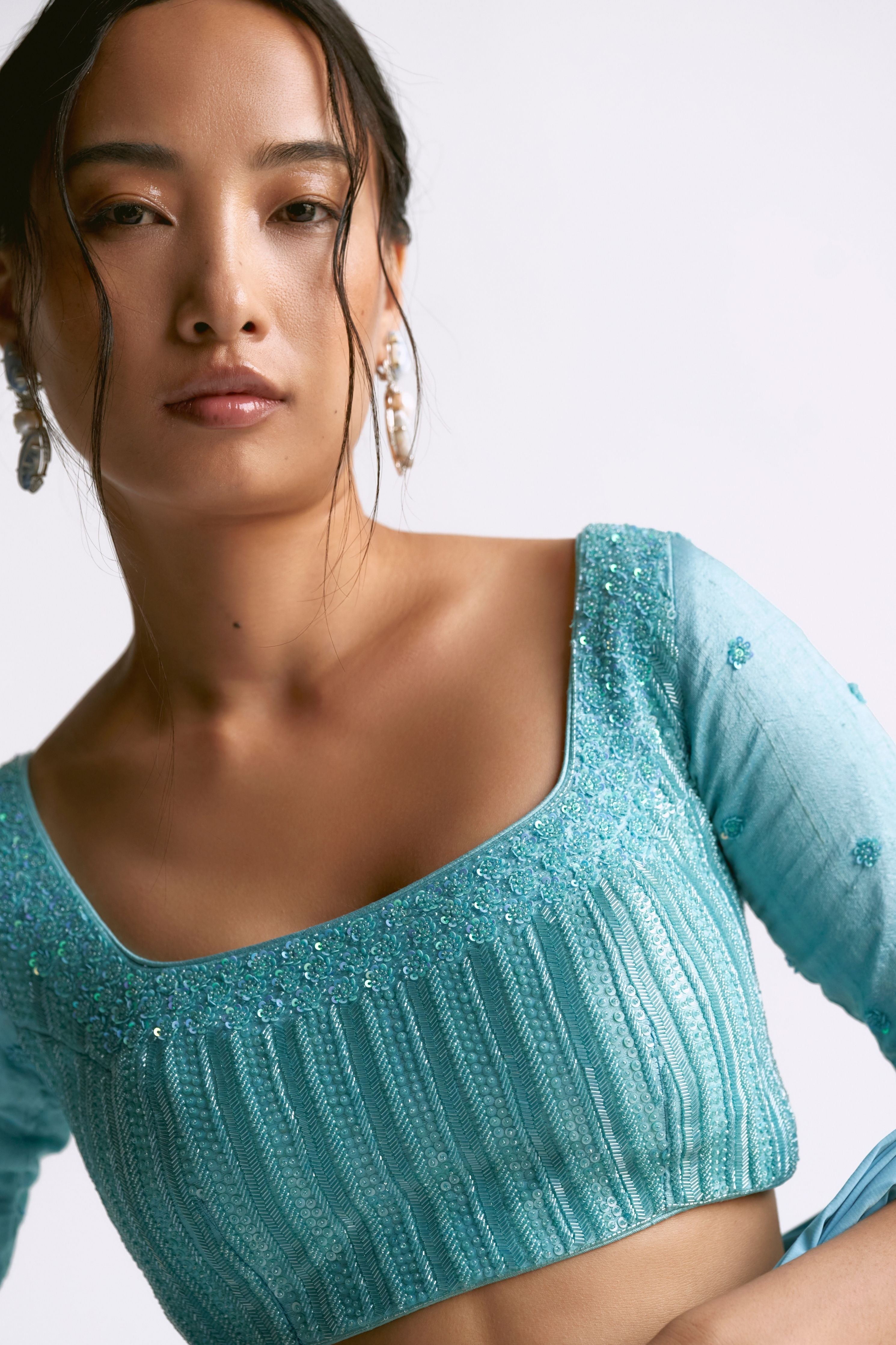 Sky Blue Draped Saree