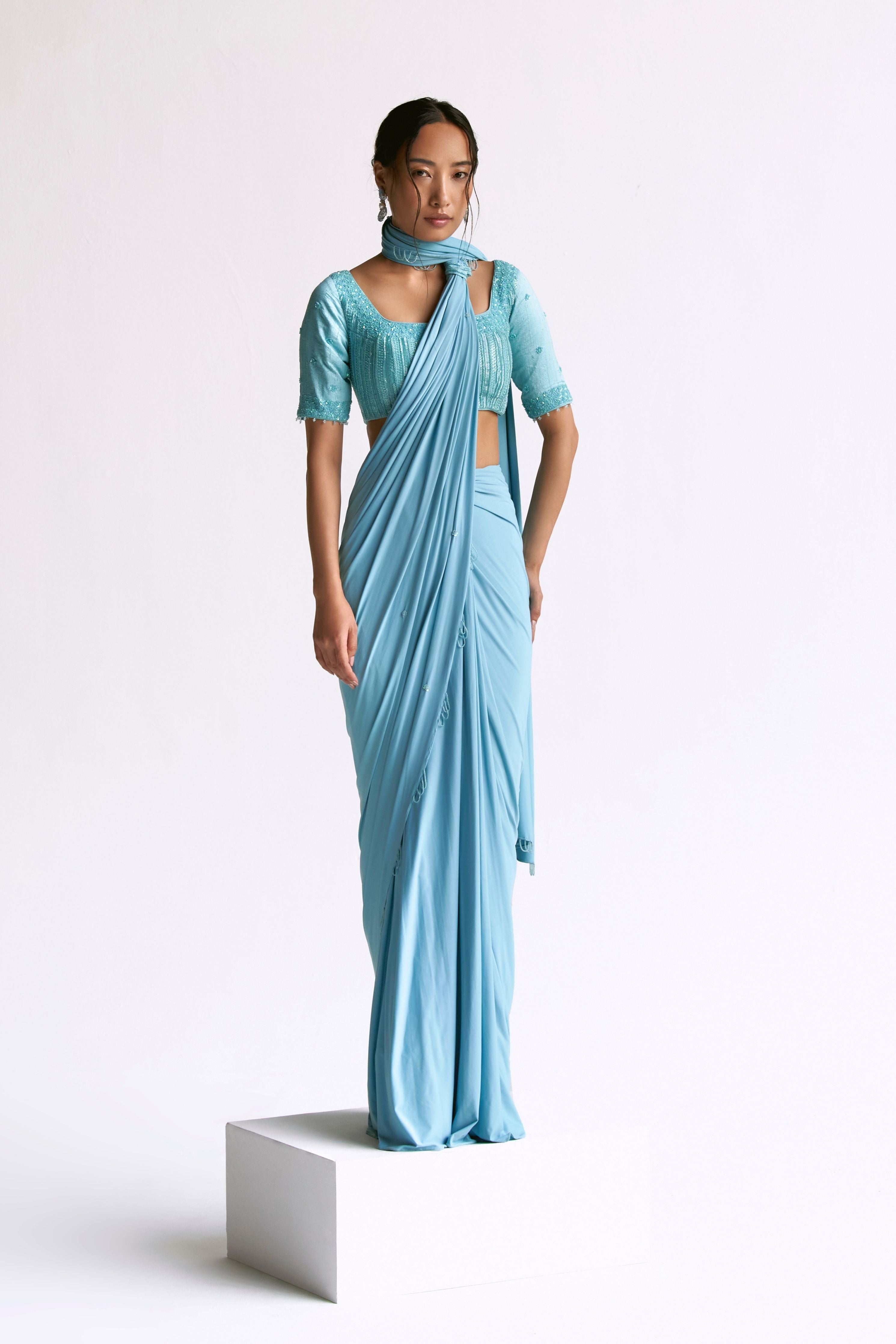 Sky Blue Draped Saree