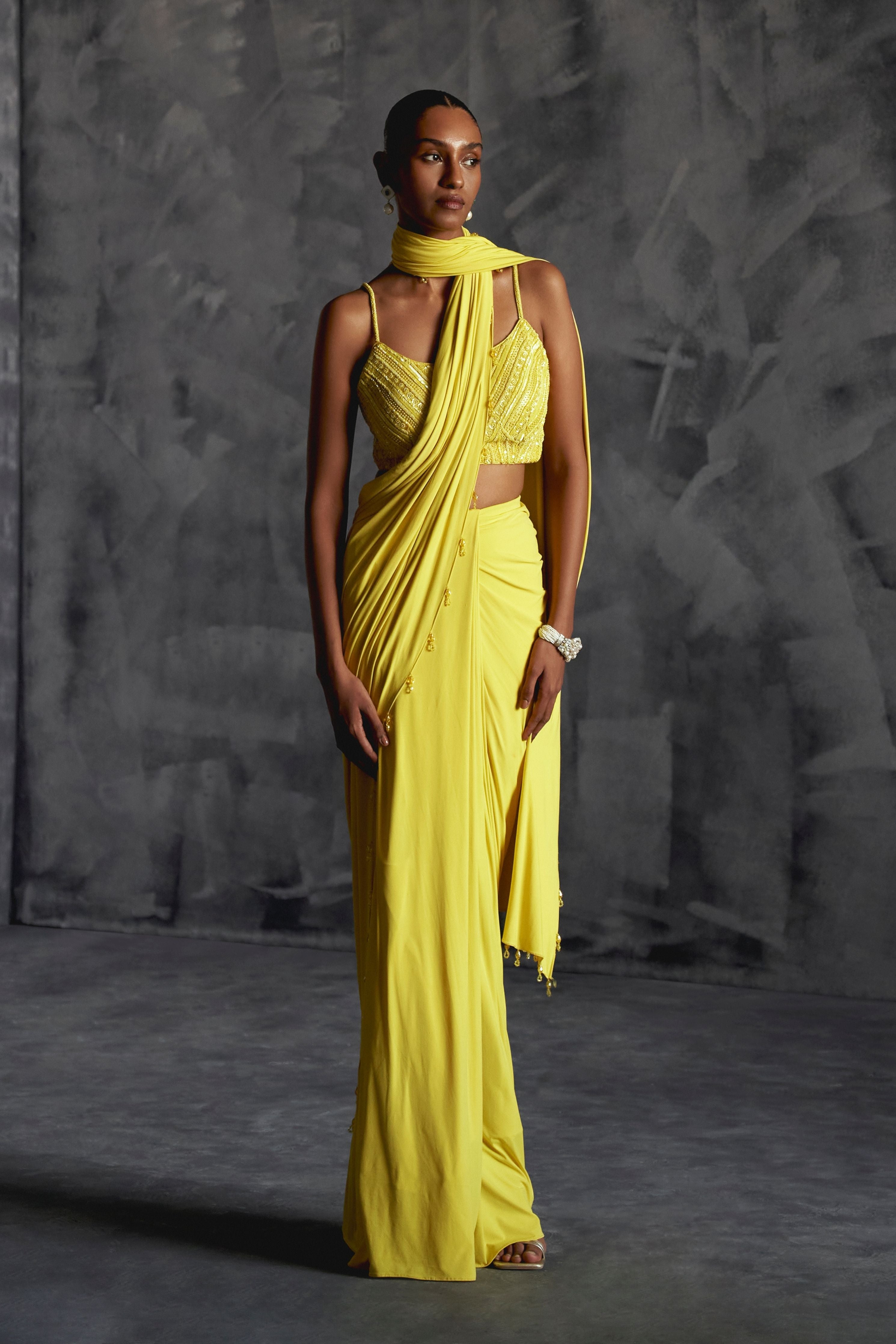 Yellow Draped Saree