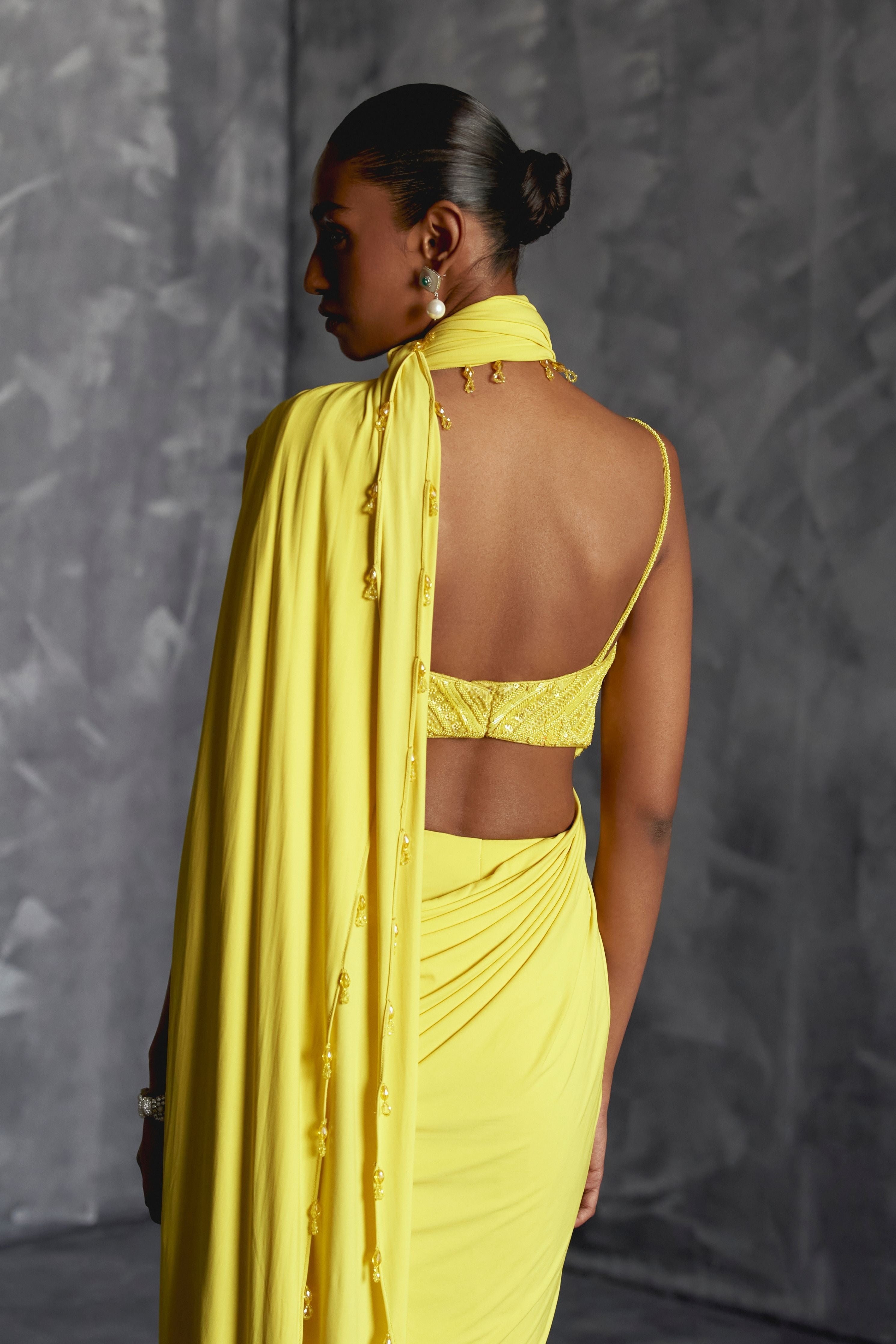 Yellow Draped Saree