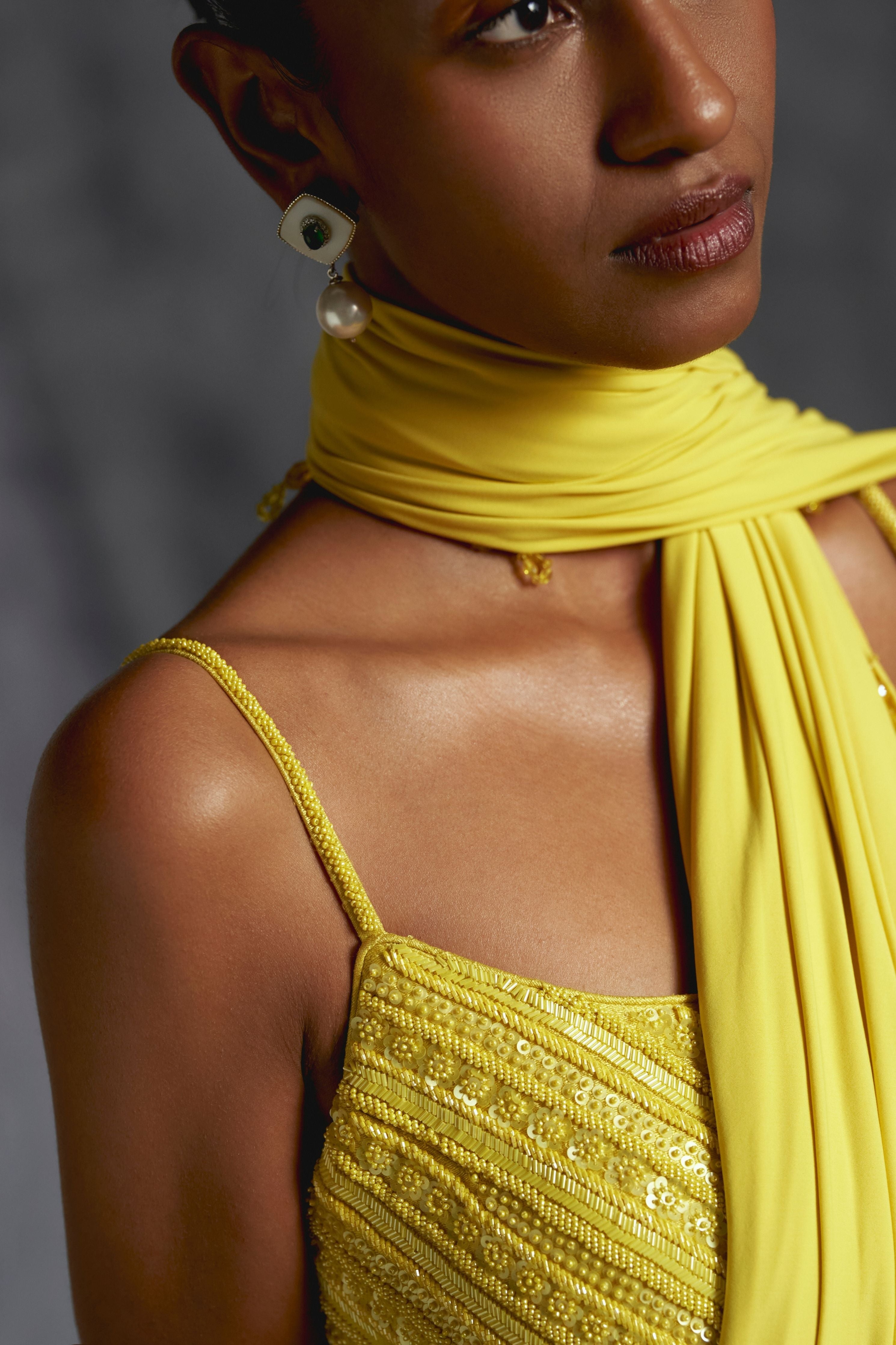 Yellow Draped Saree
