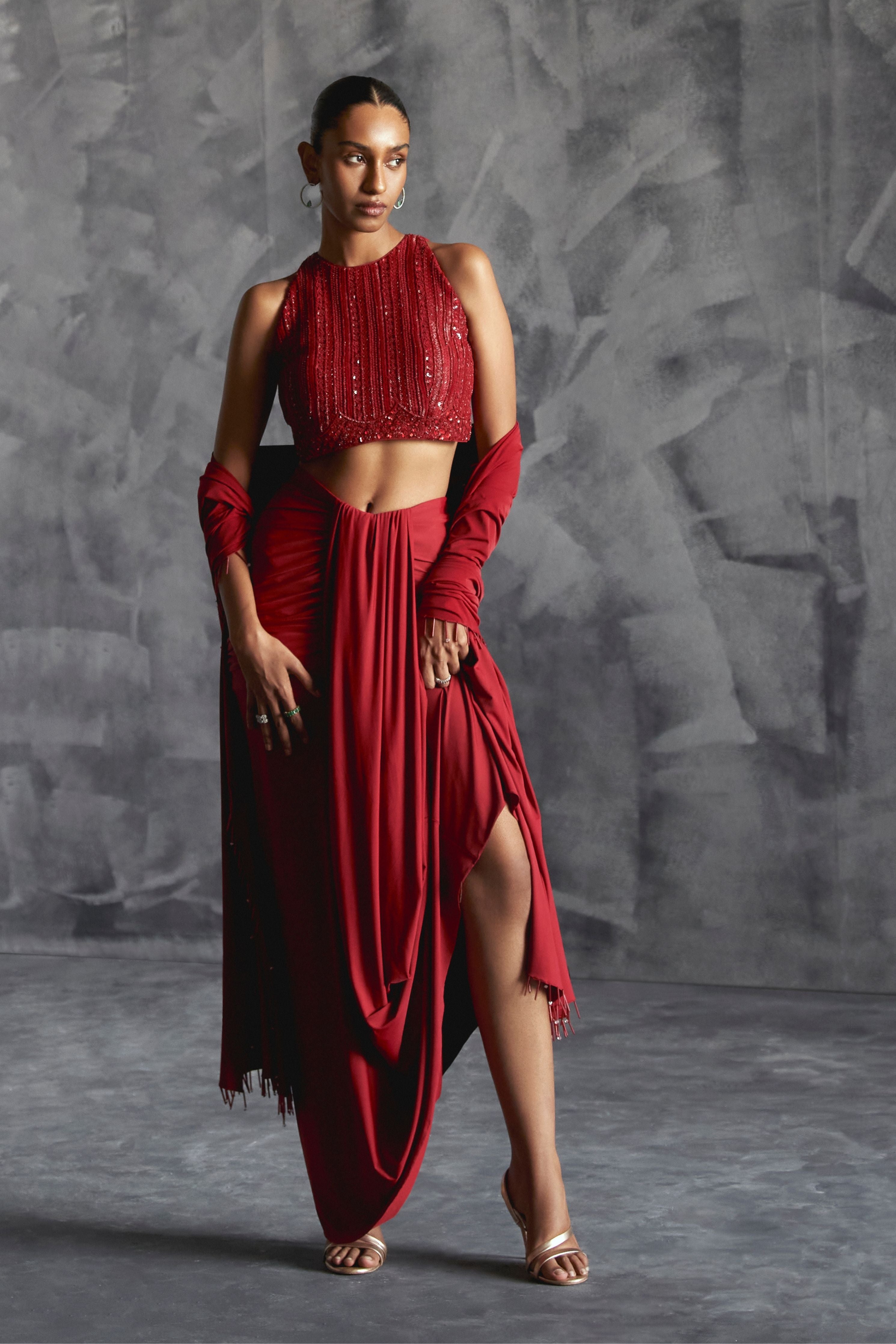 Broad Pleat Skirt Set