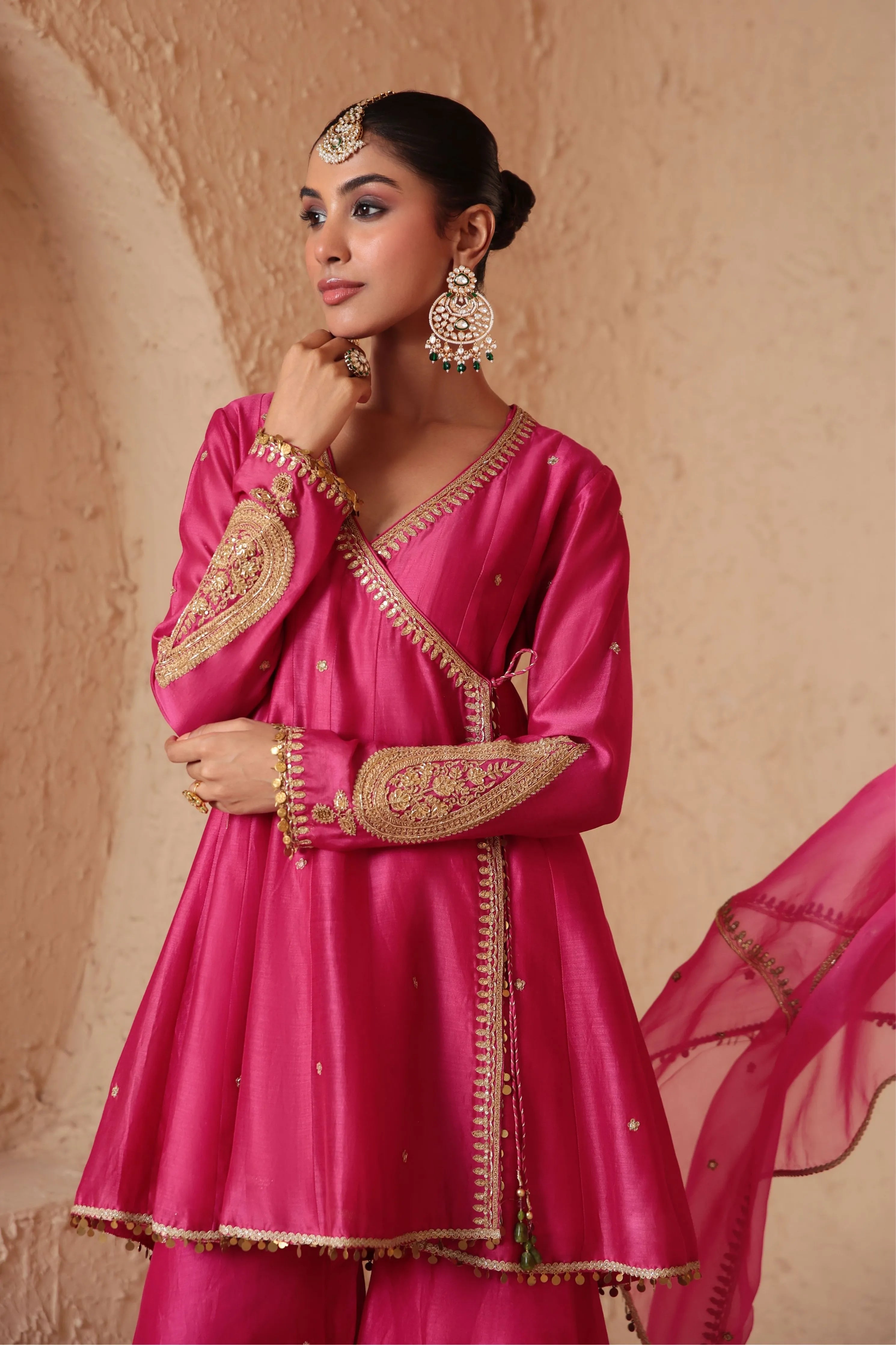 Mehrang Pink Angrakha Sharara Set