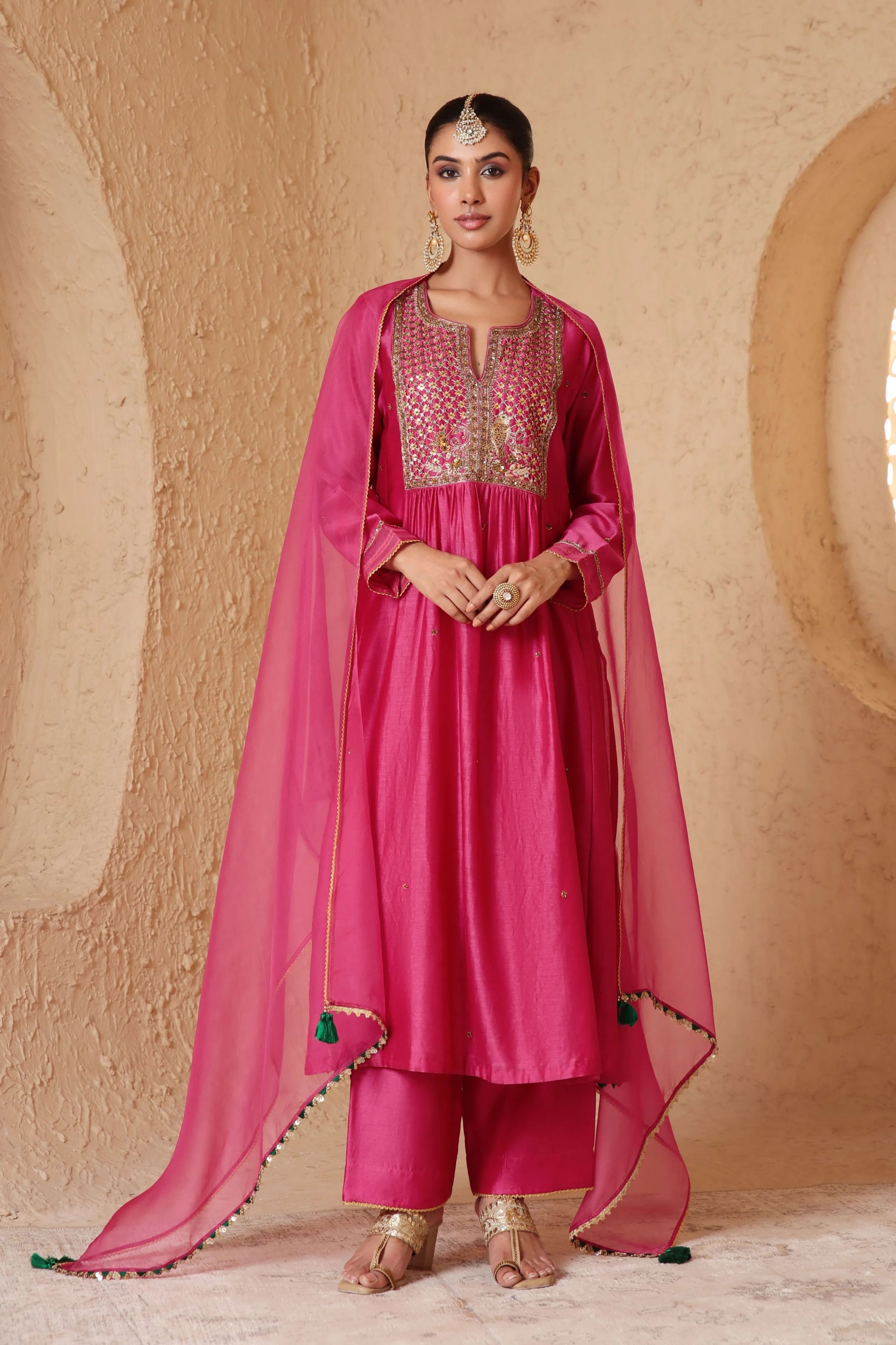 Mehrang Pink Frockstyle Kurta Set