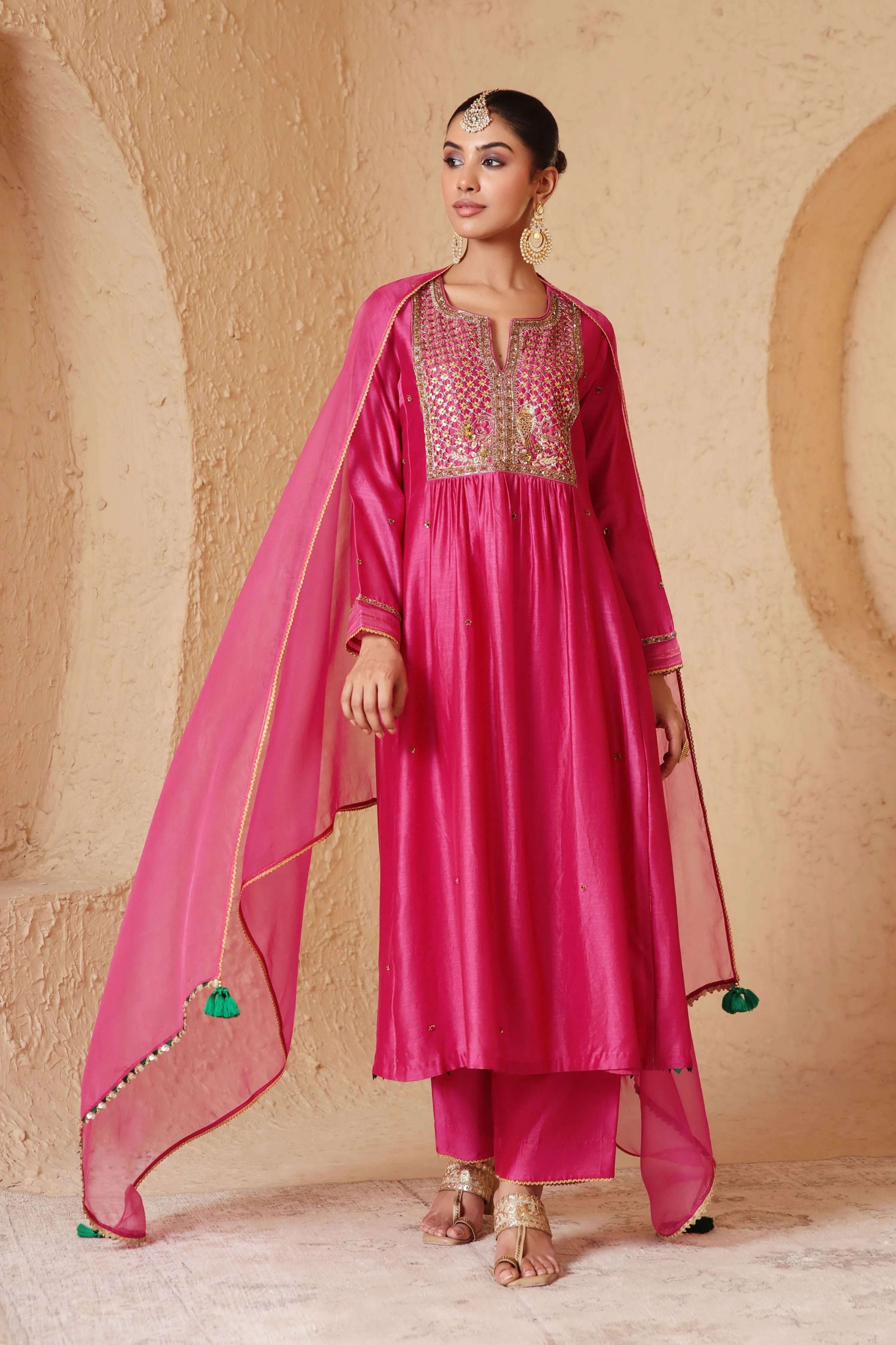 Mehrang Pink Frockstyle Kurta Set
