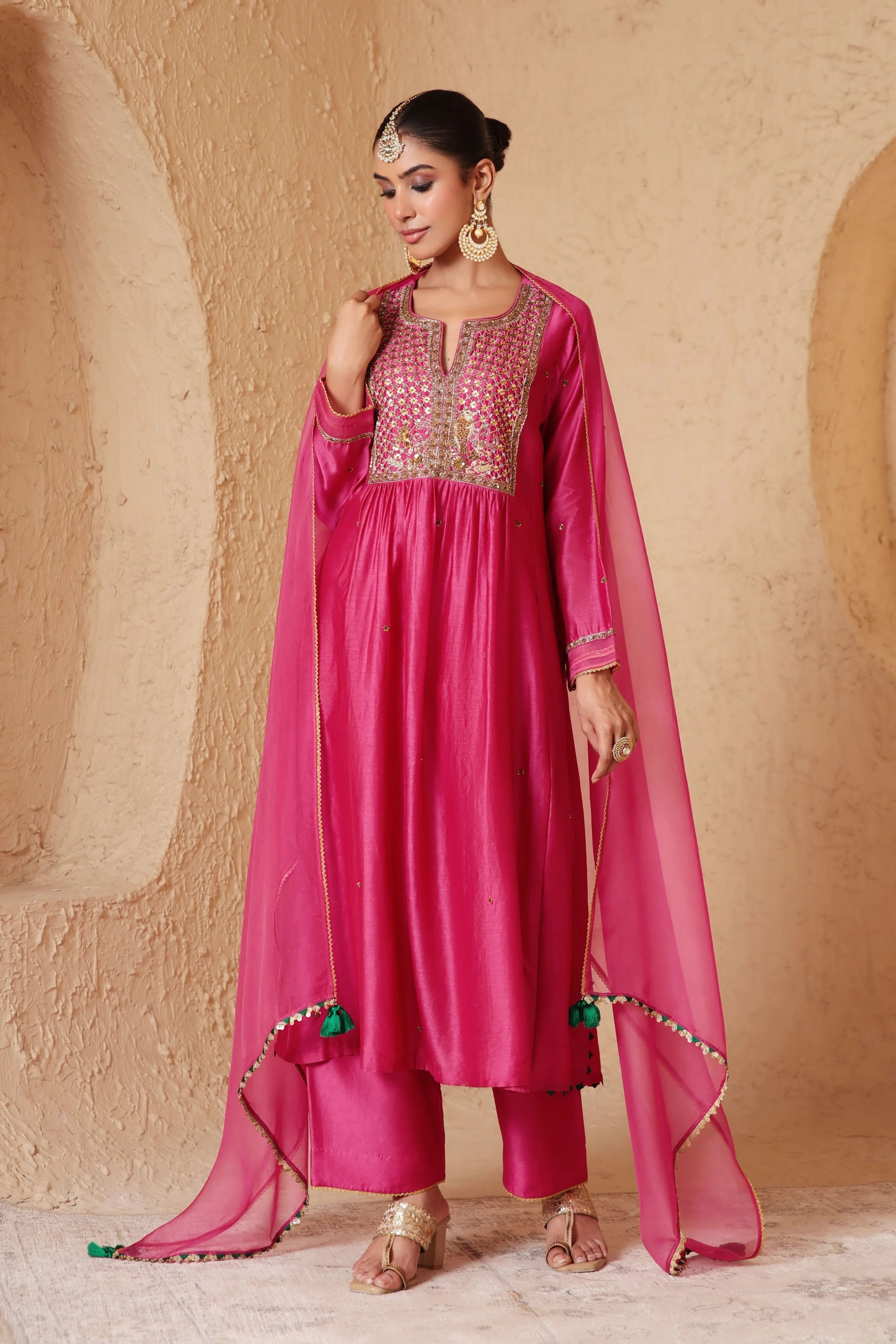 Mehrang Pink Frockstyle Kurta Set