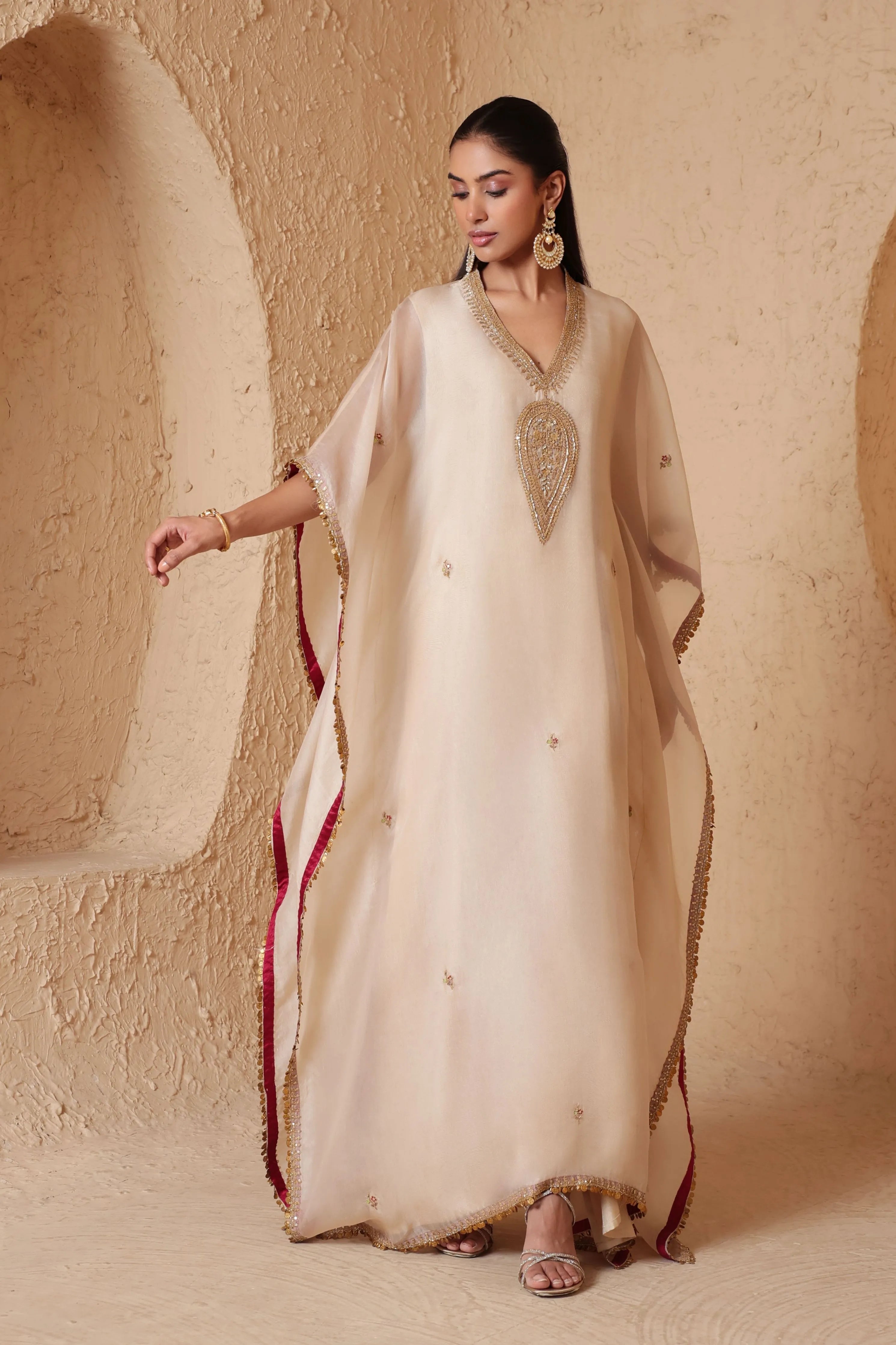 Mehrang Ivory Kaftan Set