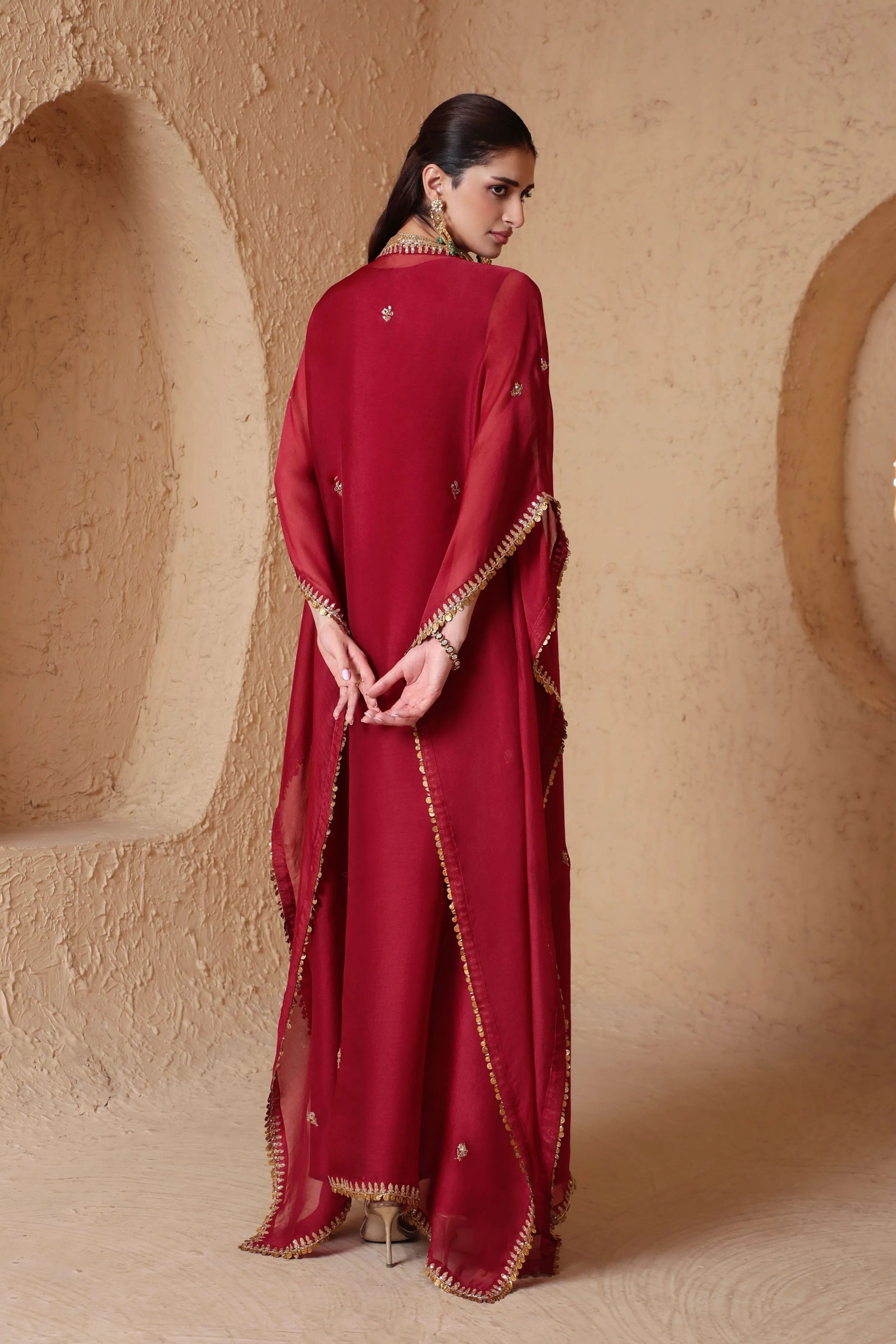 Mehrang Maroon Kaftan Set