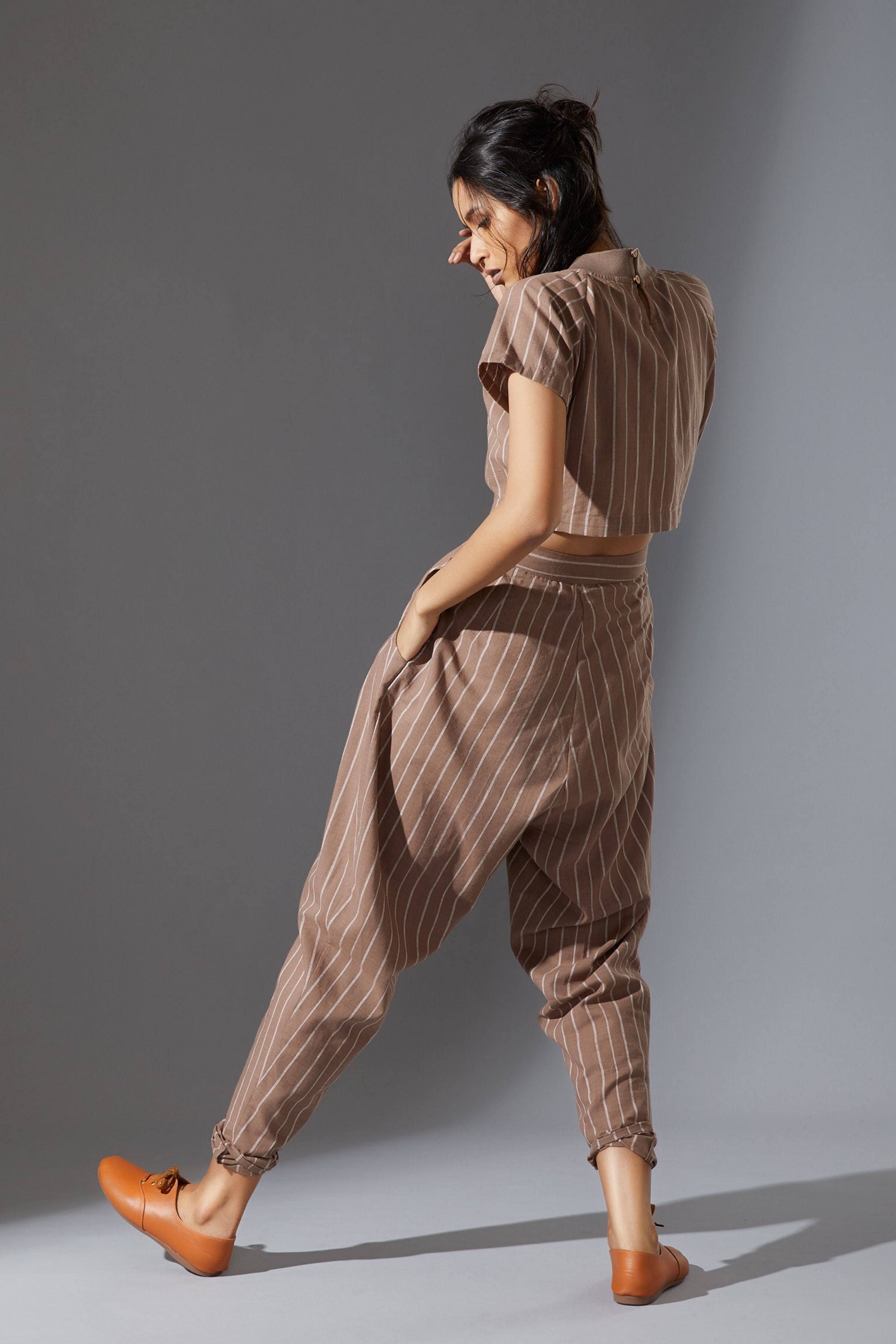 Mati New Aboli Beige & White Striped Pants