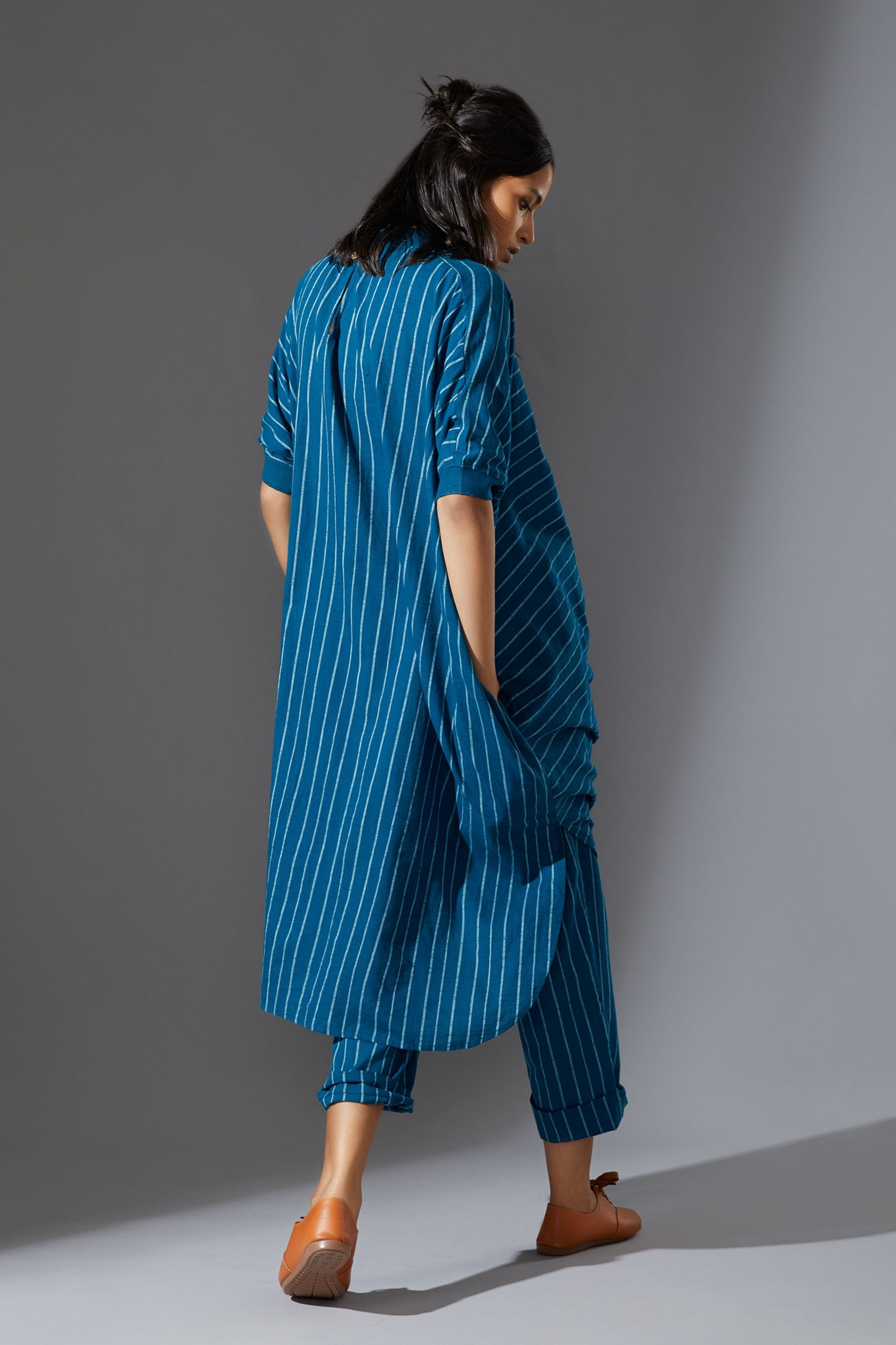 Mati Blue Cowl Tunic Dress