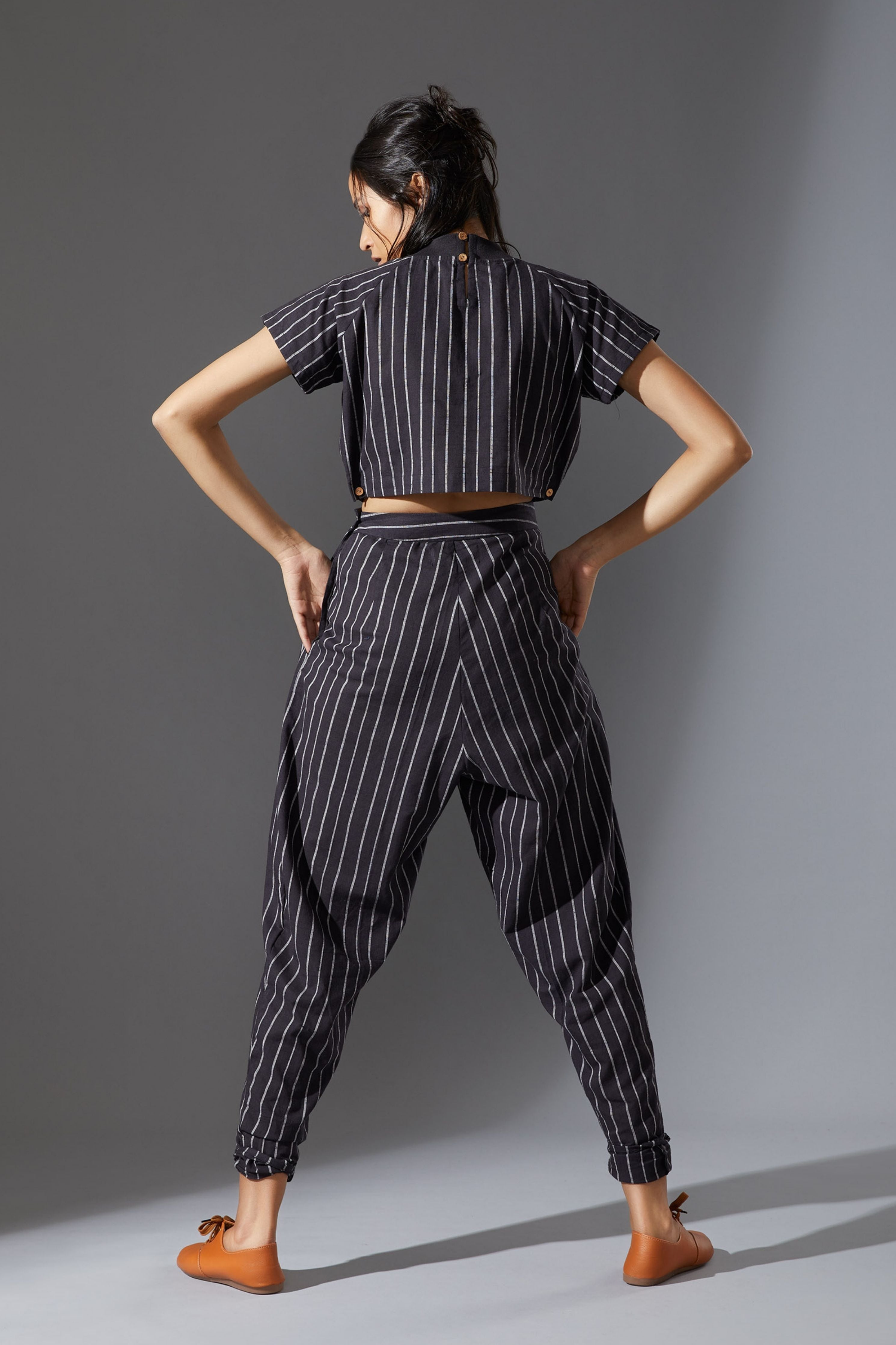 Mati Ribbed Stoka Black Striped Set with Pants