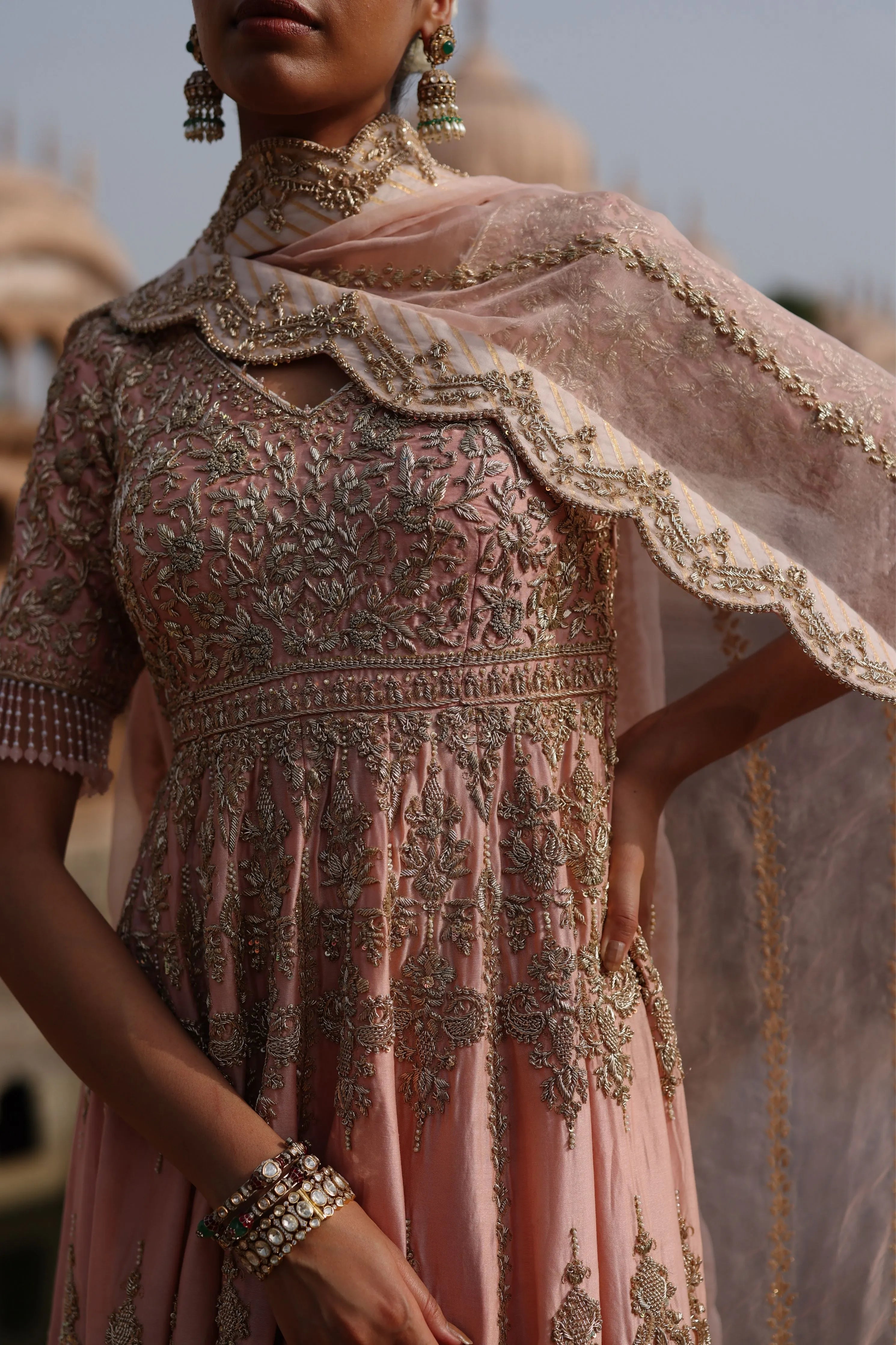 Mahrosh Pink Kalidaar Anarkali Set with Palazzo & Dupatta