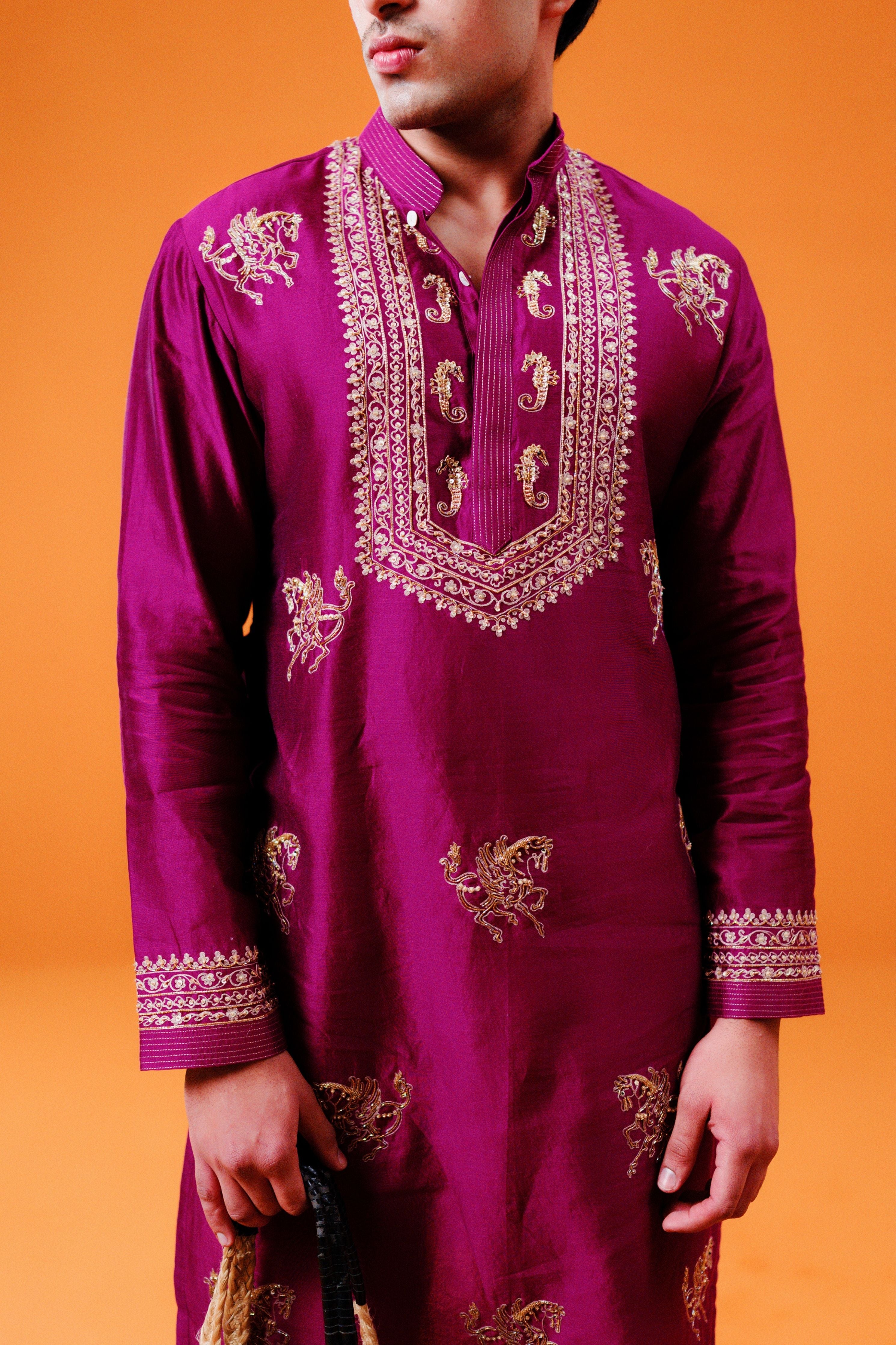 Majenta Horse Sea Kurta Set