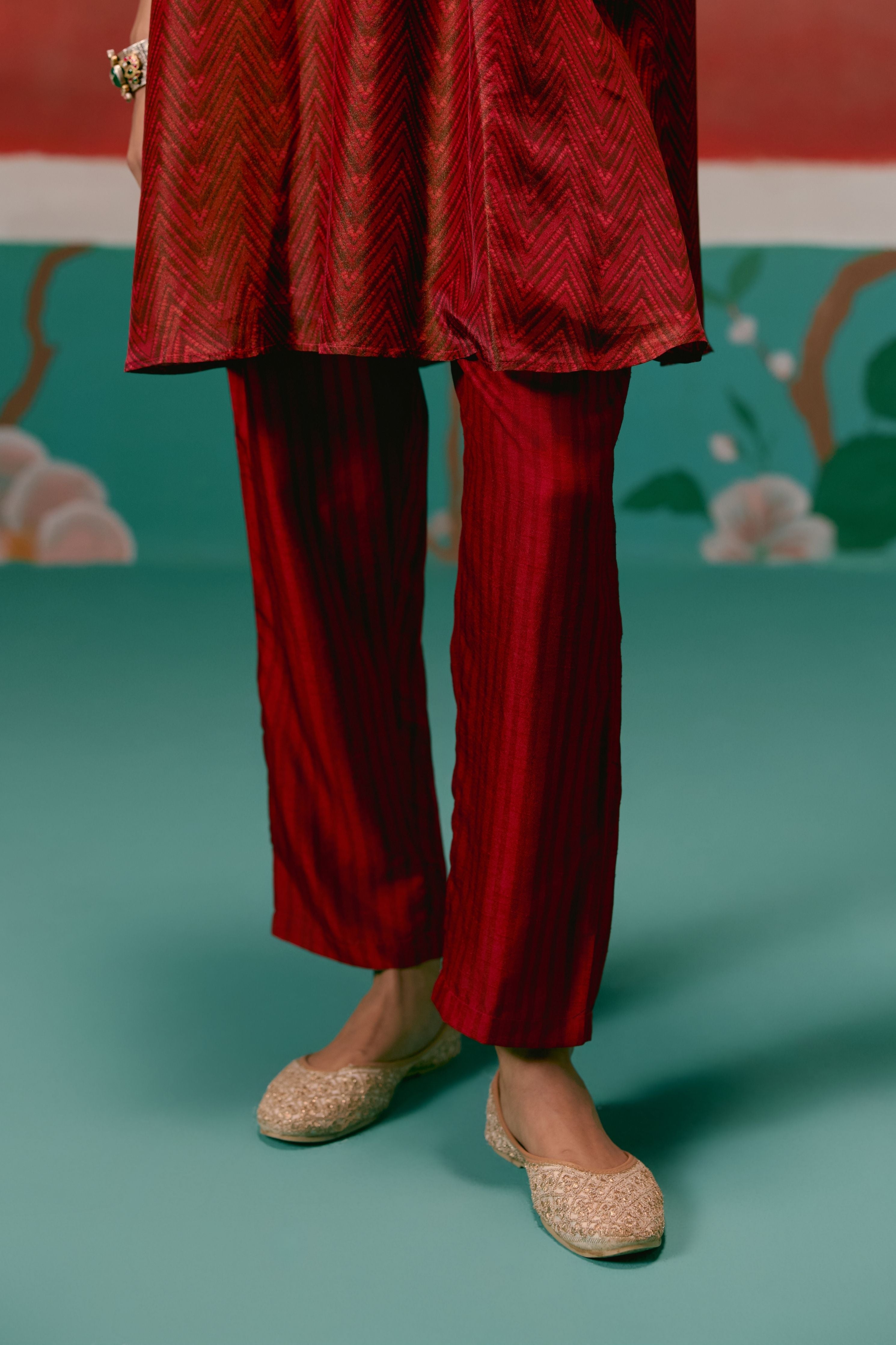 Maroon Embroidered Kurta Set