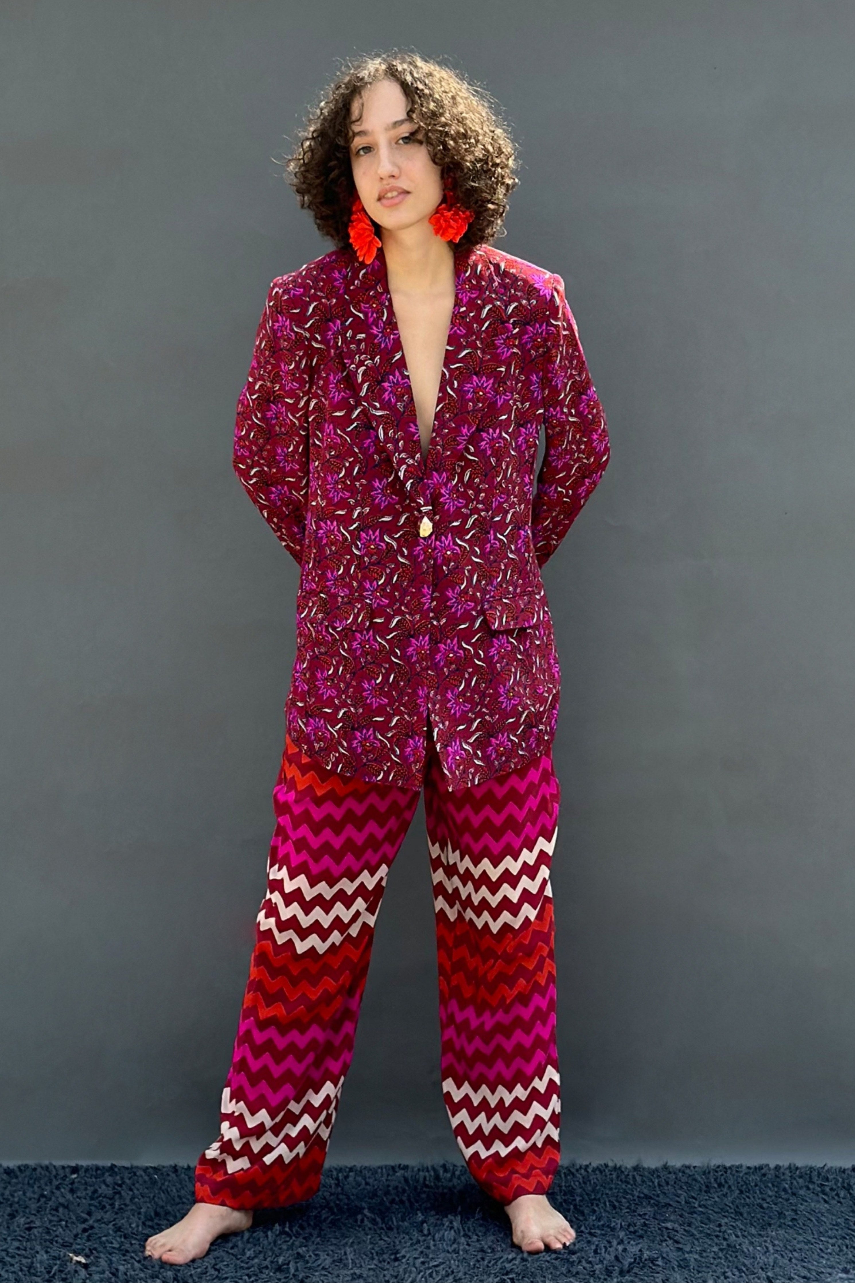 Maroon Floral Blazer