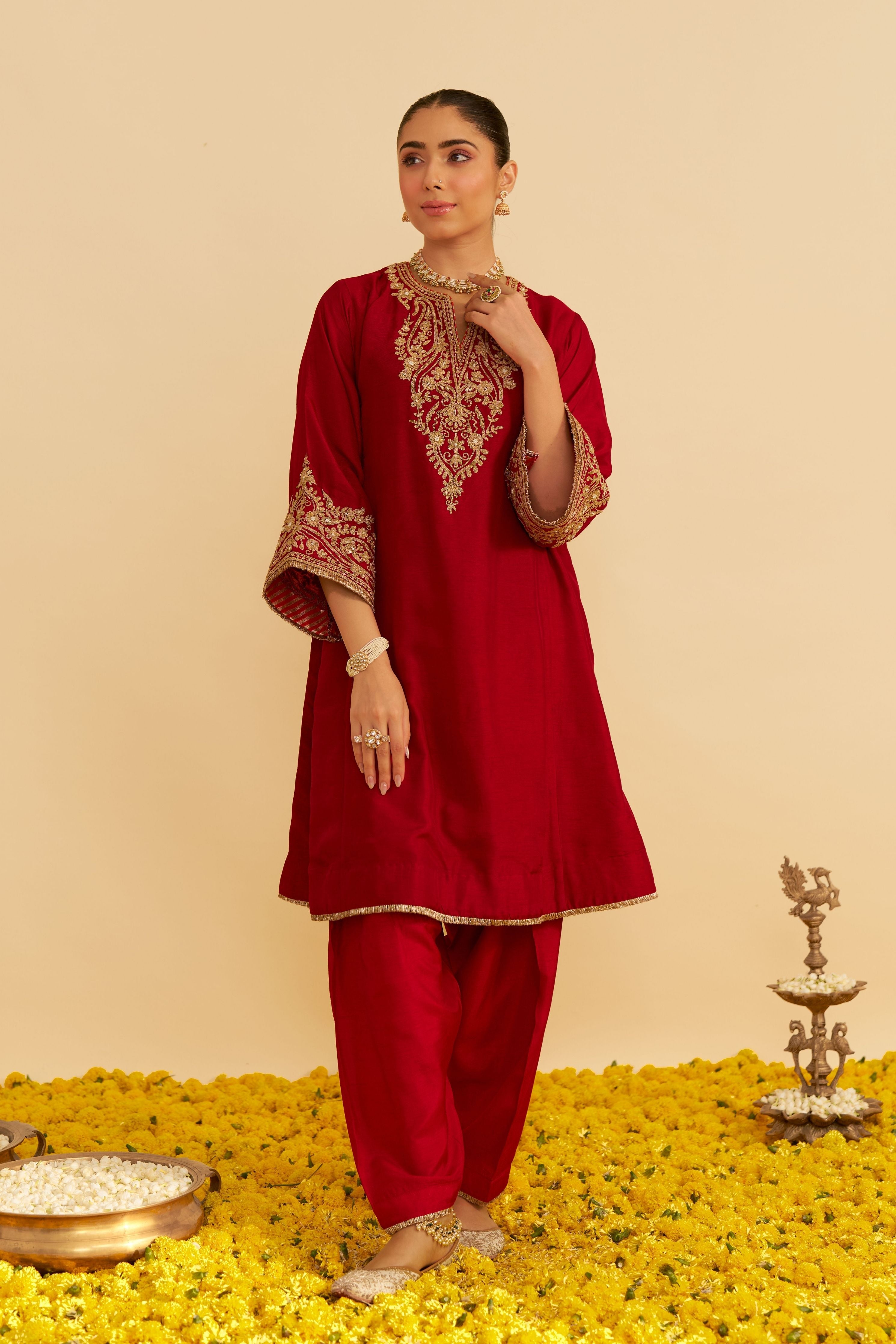Marwa Short Chauga With Salwar And Dupatta