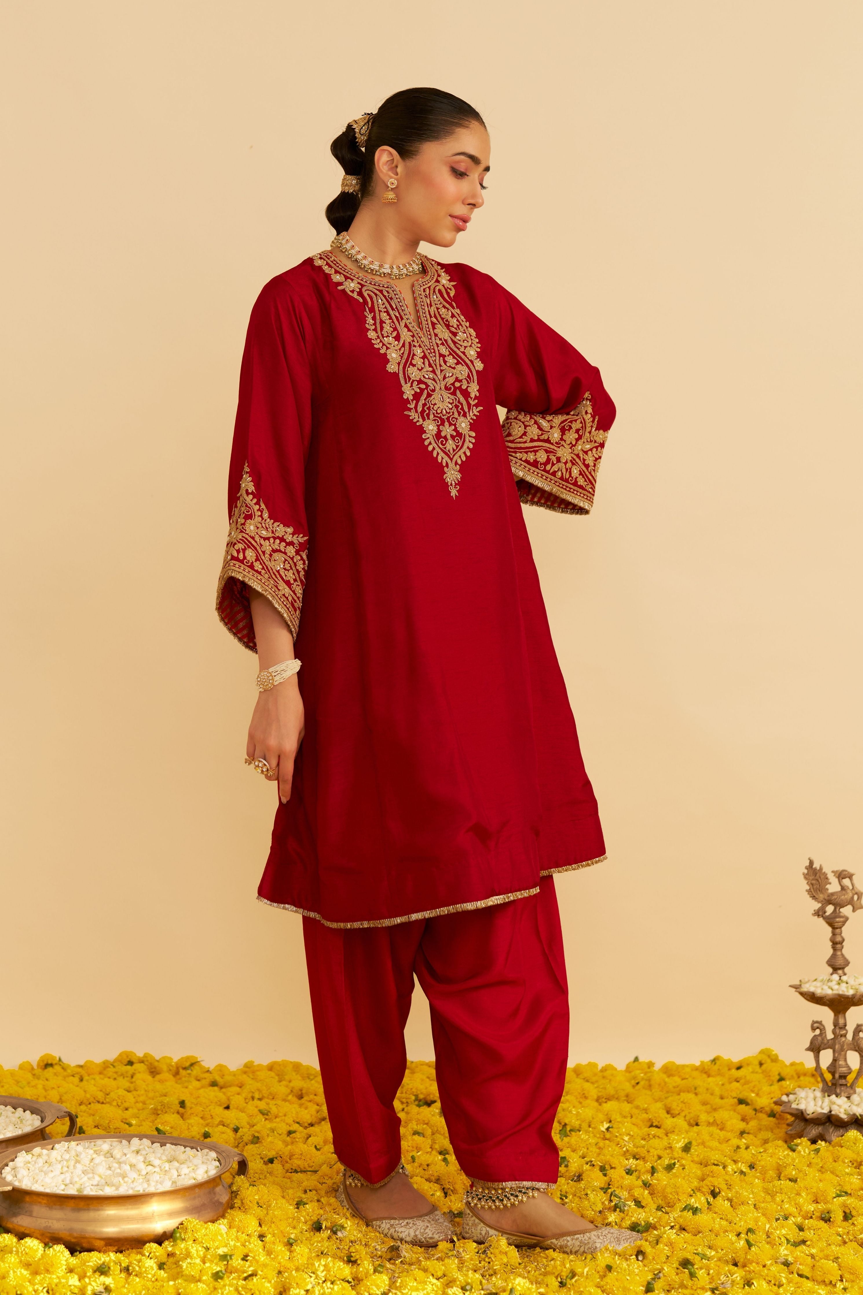 Marwa Short Chauga With Salwar And Dupatta