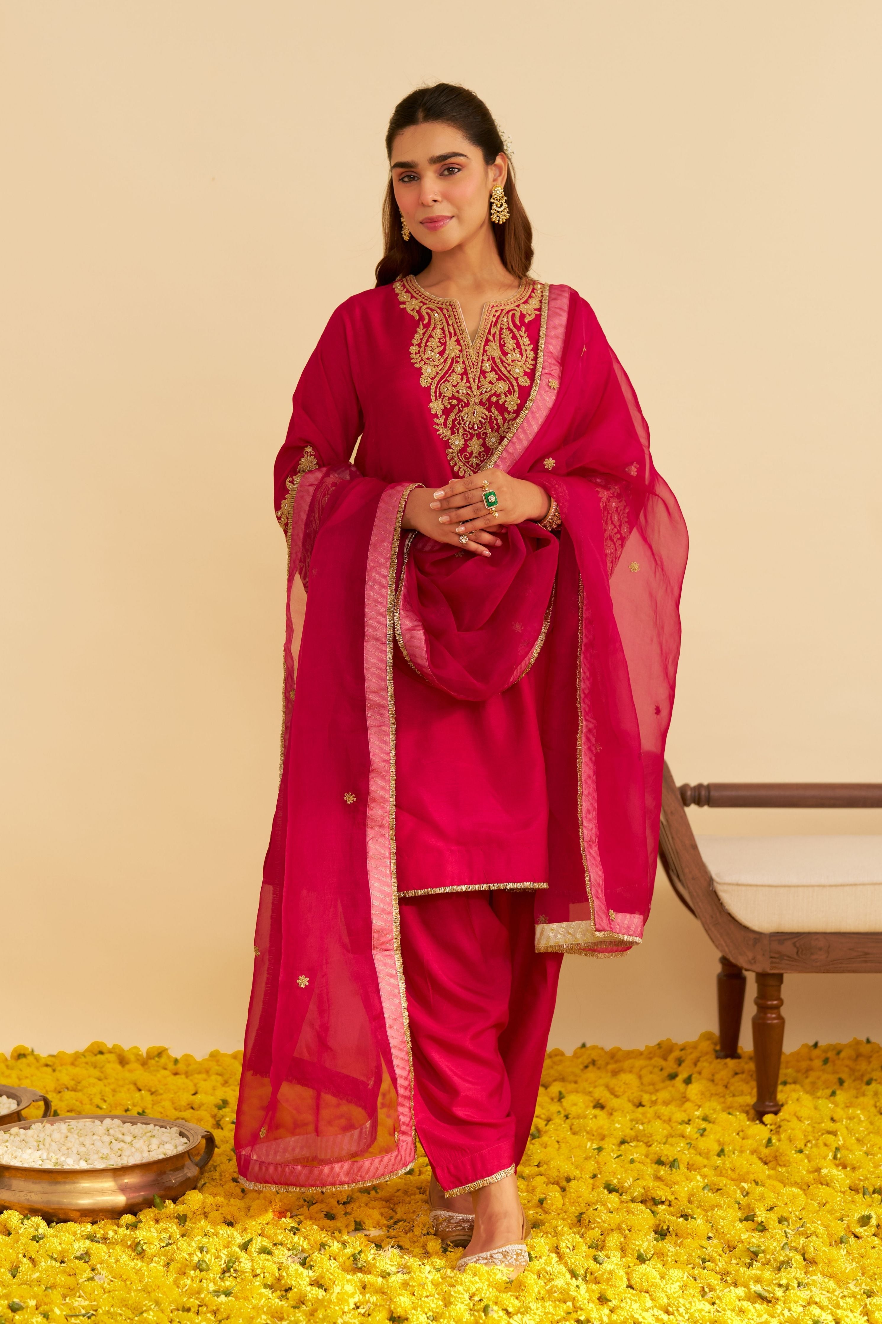 Marwa Short Chauga With Salwar And Dupatta