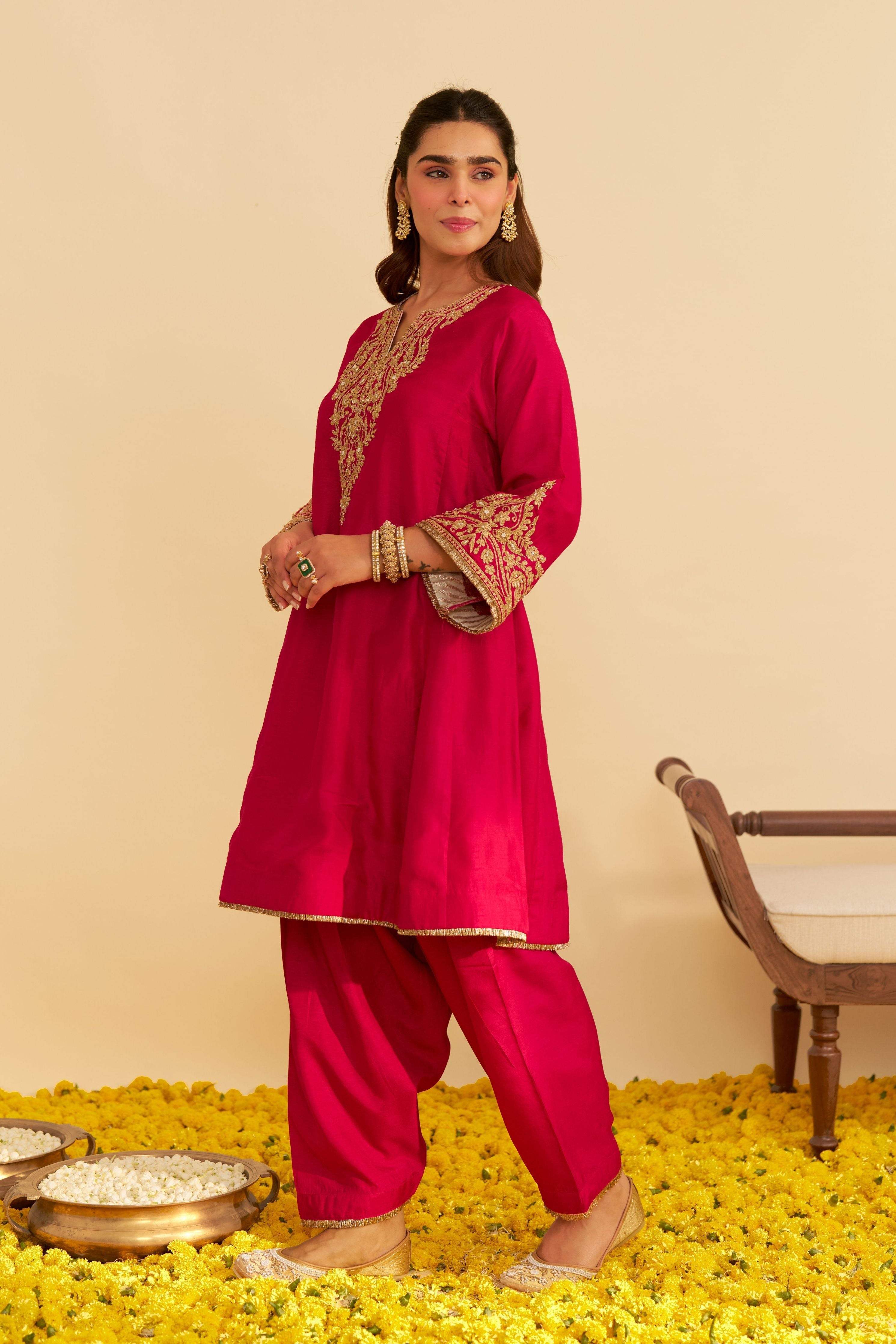 Marwa Short Chauga With Salwar And Dupatta
