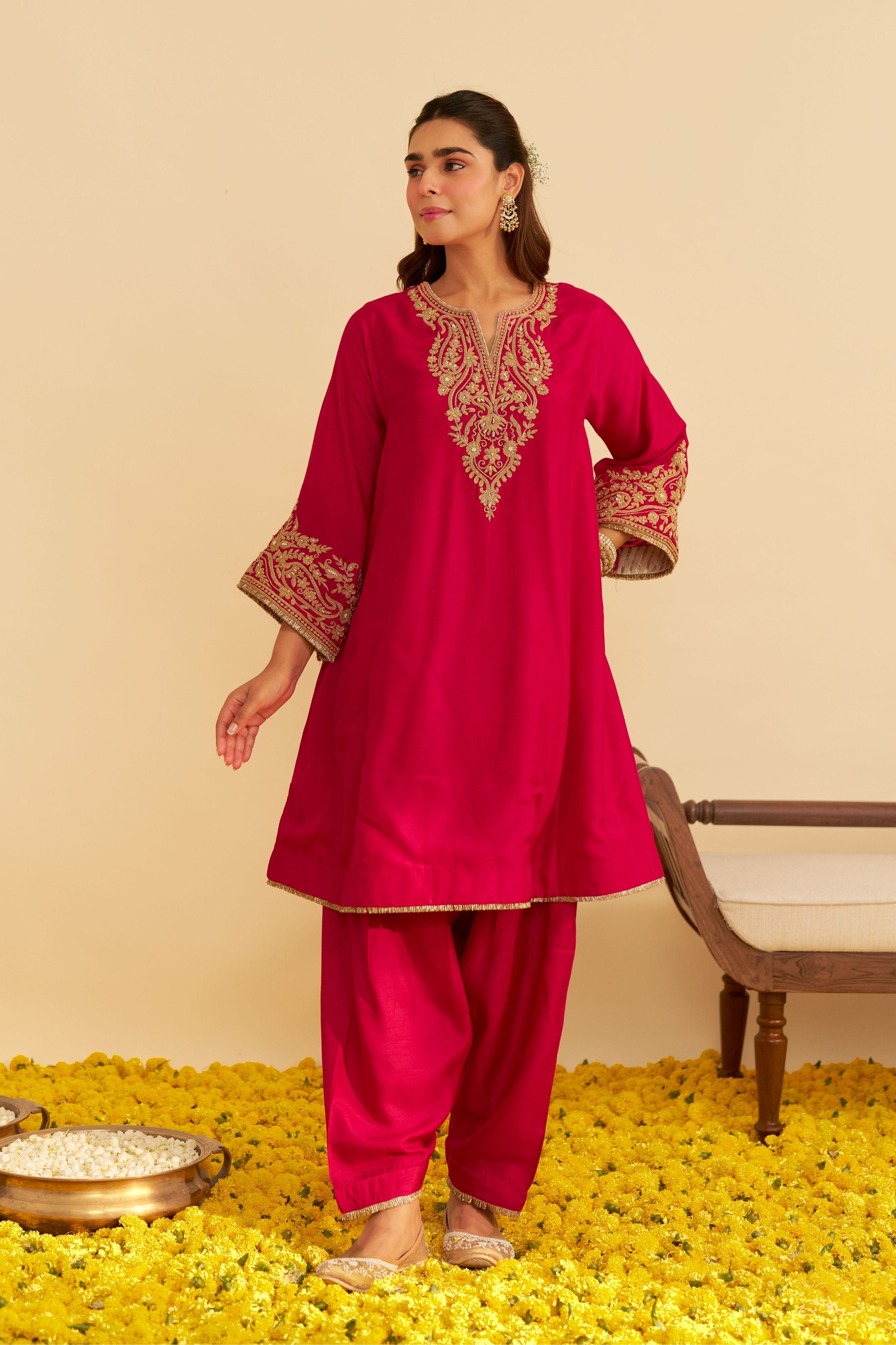 Marwa Short Chauga With Salwar And Dupatta