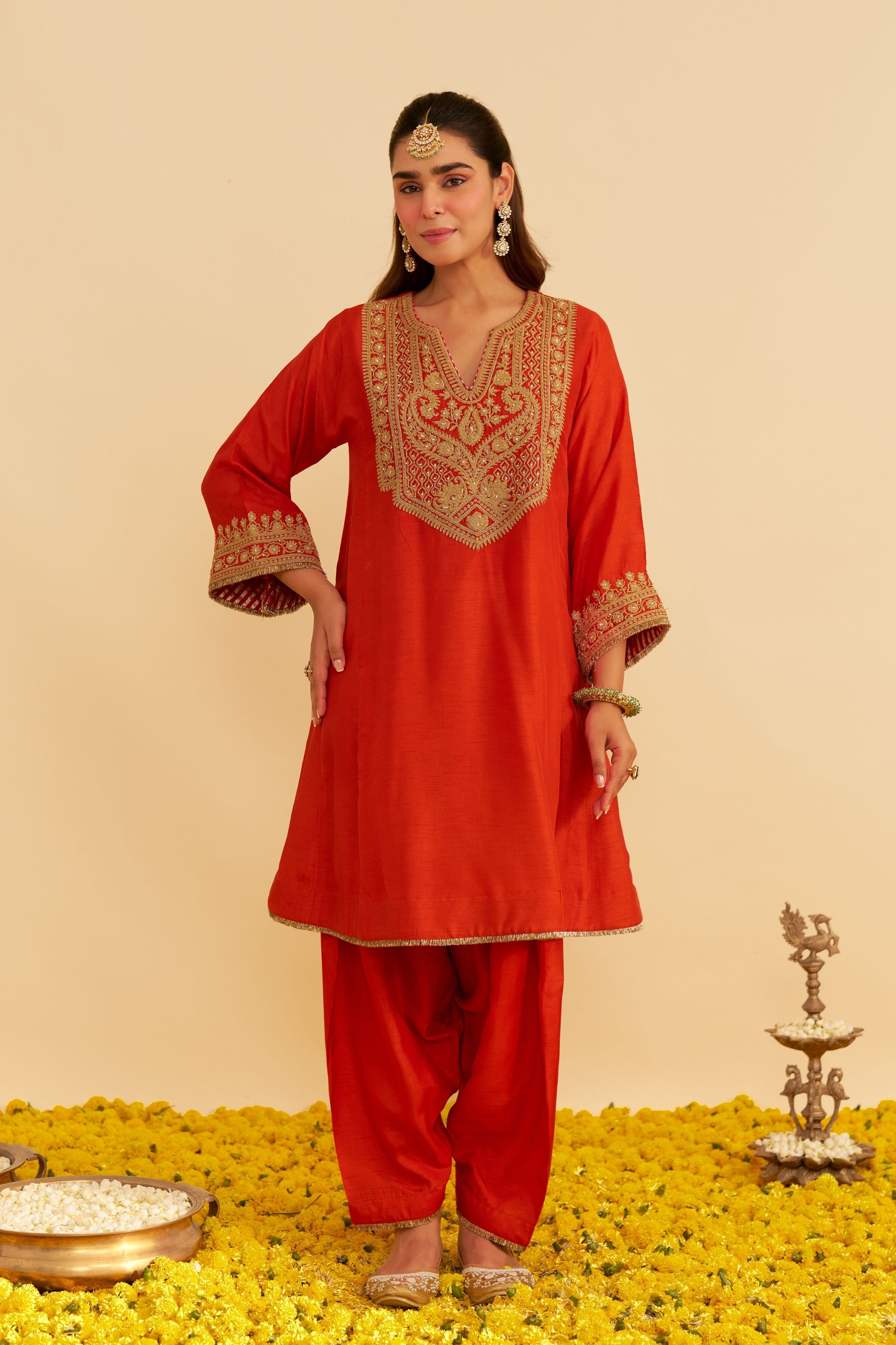 Mehza Short Chauga With Salwar And Dupatta