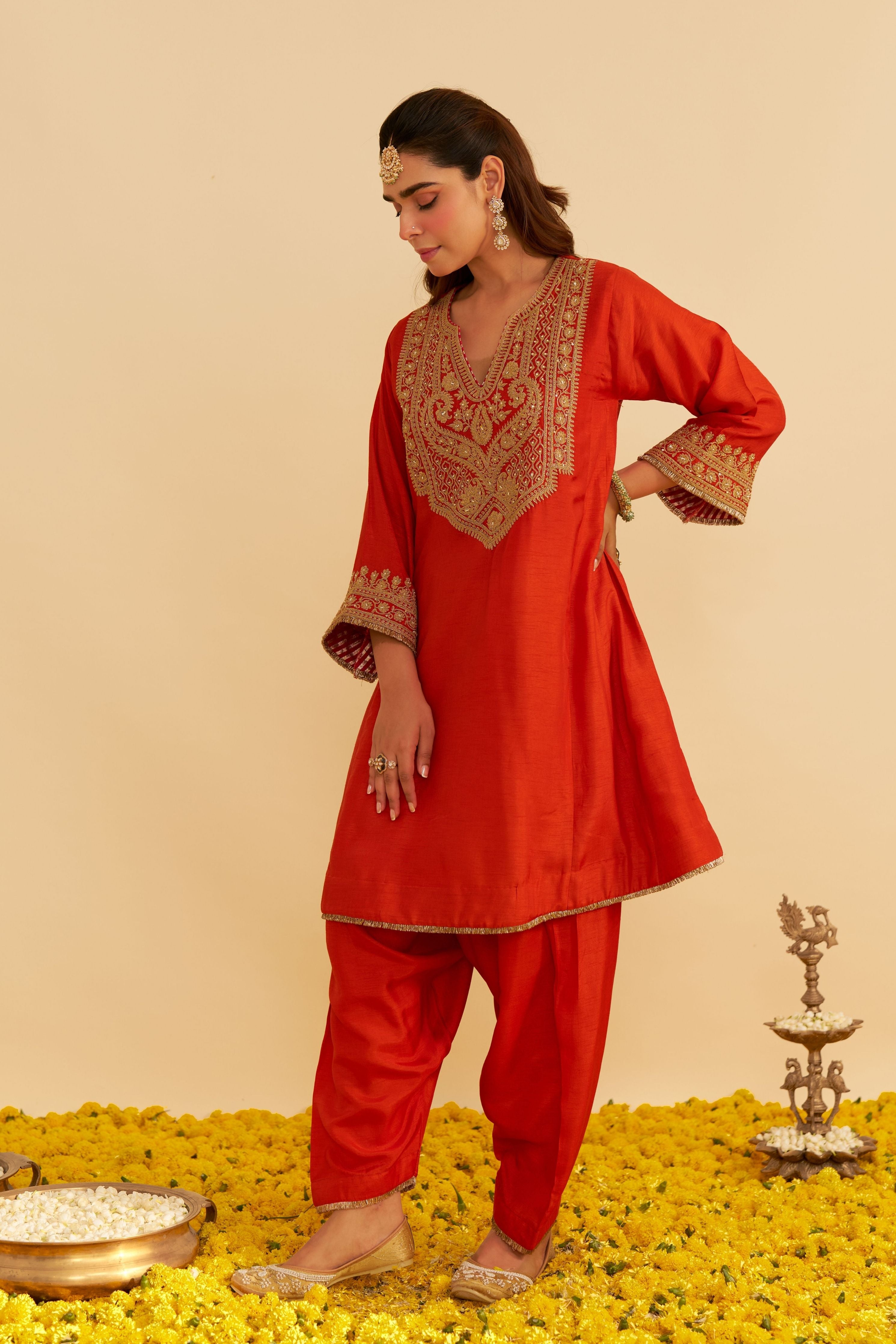 Mehza Short Chauga With Salwar And Dupatta