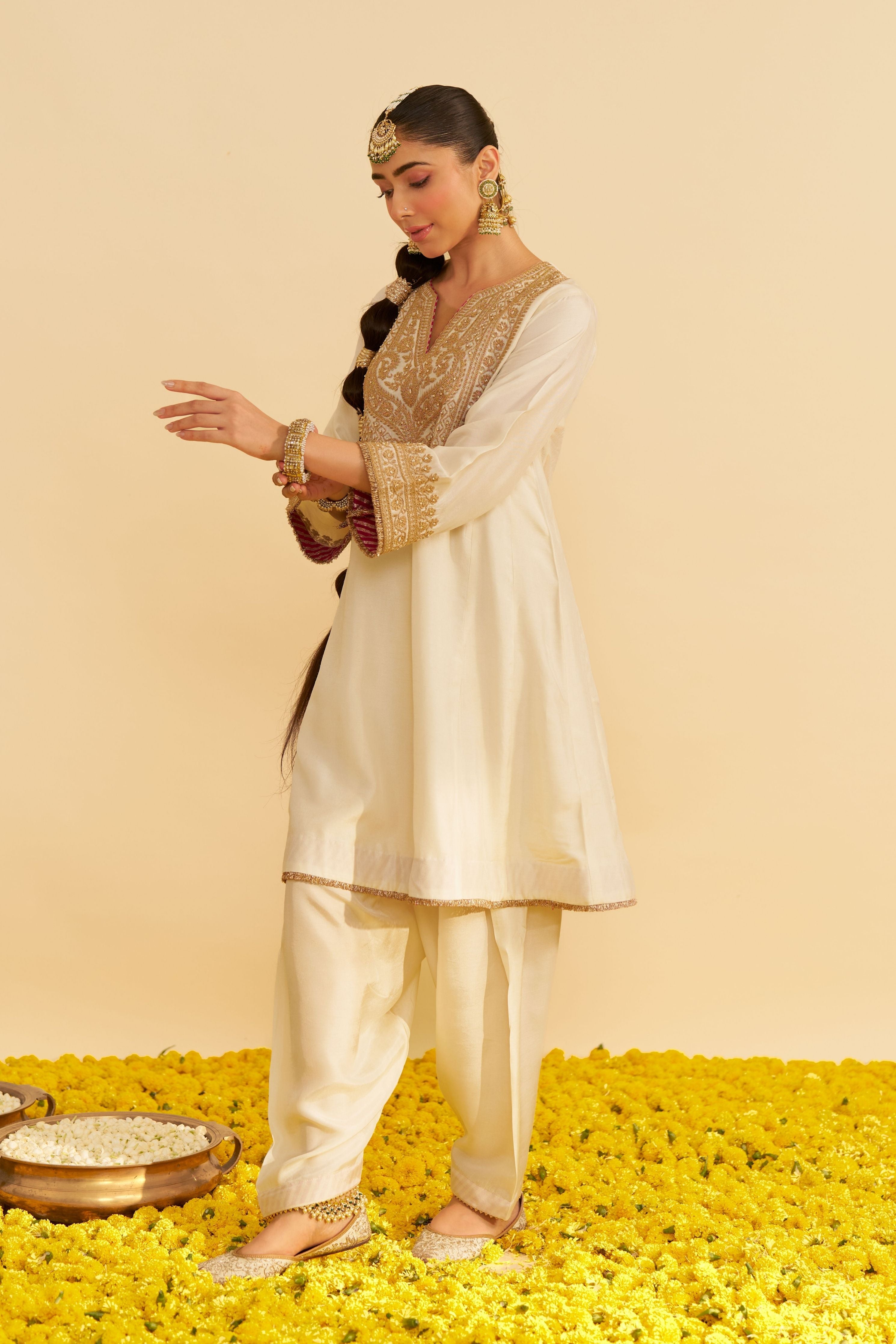 Mehza Short Chauga With Salwar And Dupatta