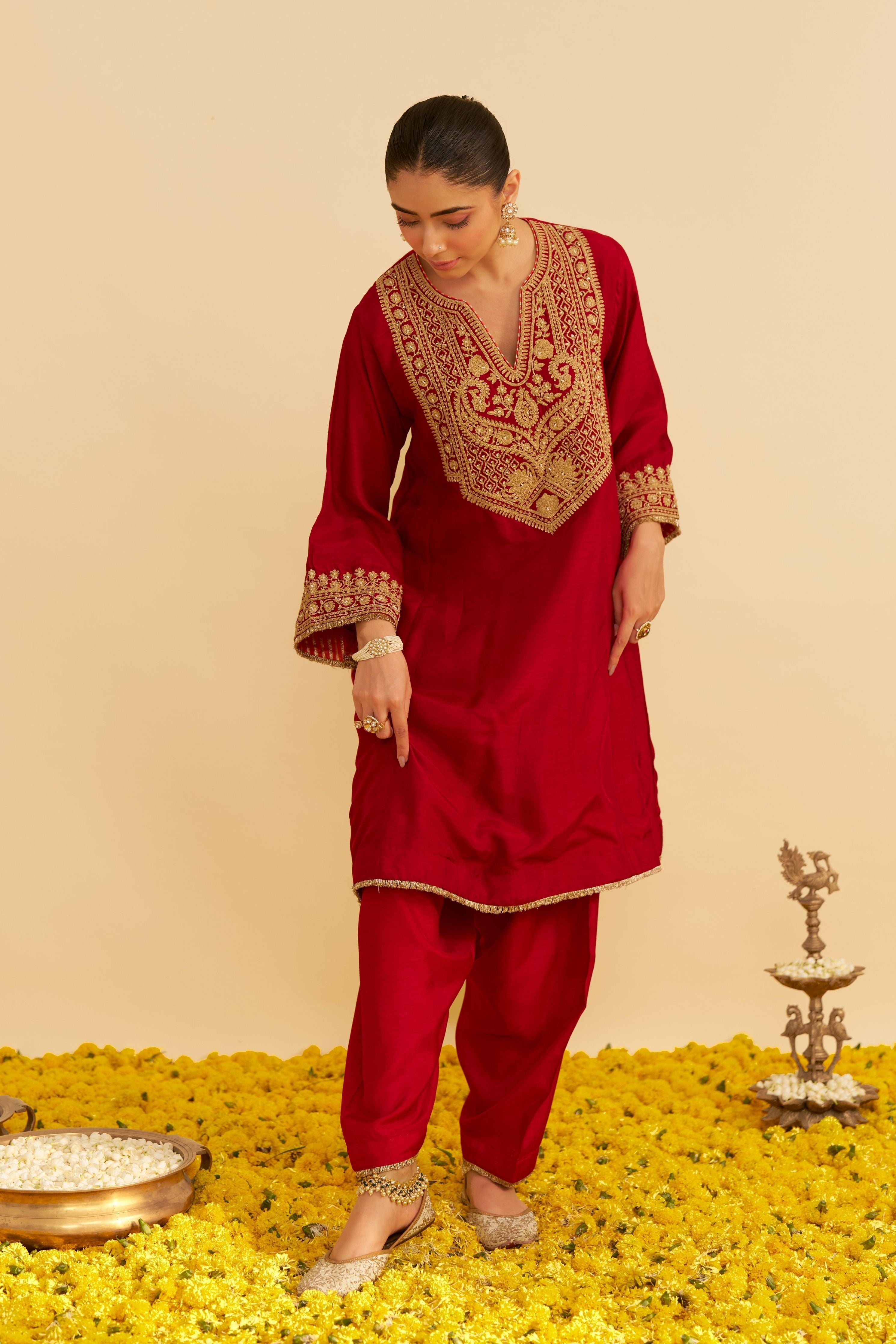 Mehza Short Chauga With Salwar And Dupatta