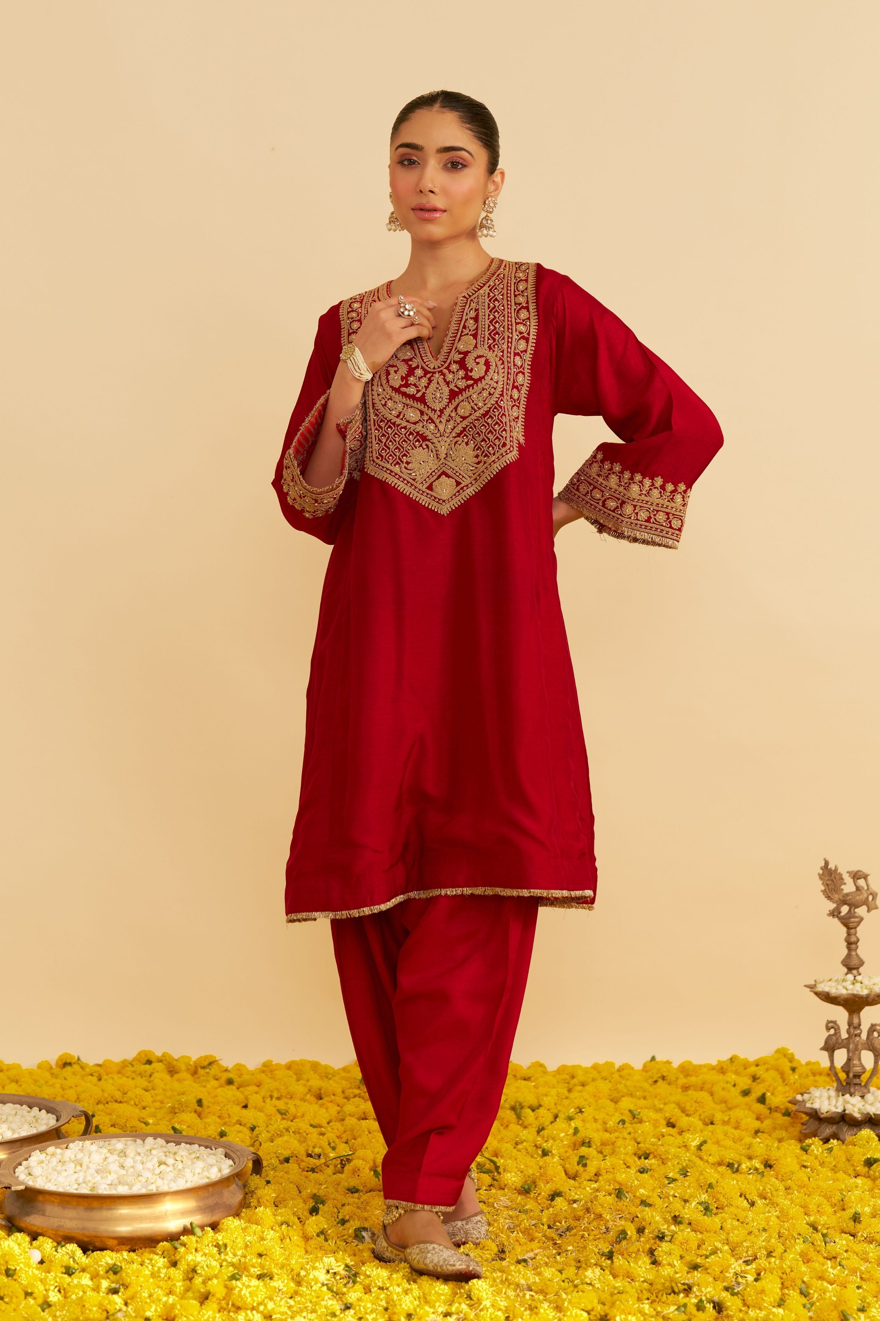 Mehza Short Chauga With Salwar And Dupatta